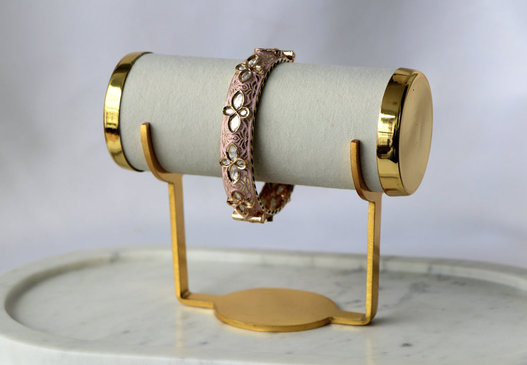 Pink Meenakari Kundan Floral Bangle