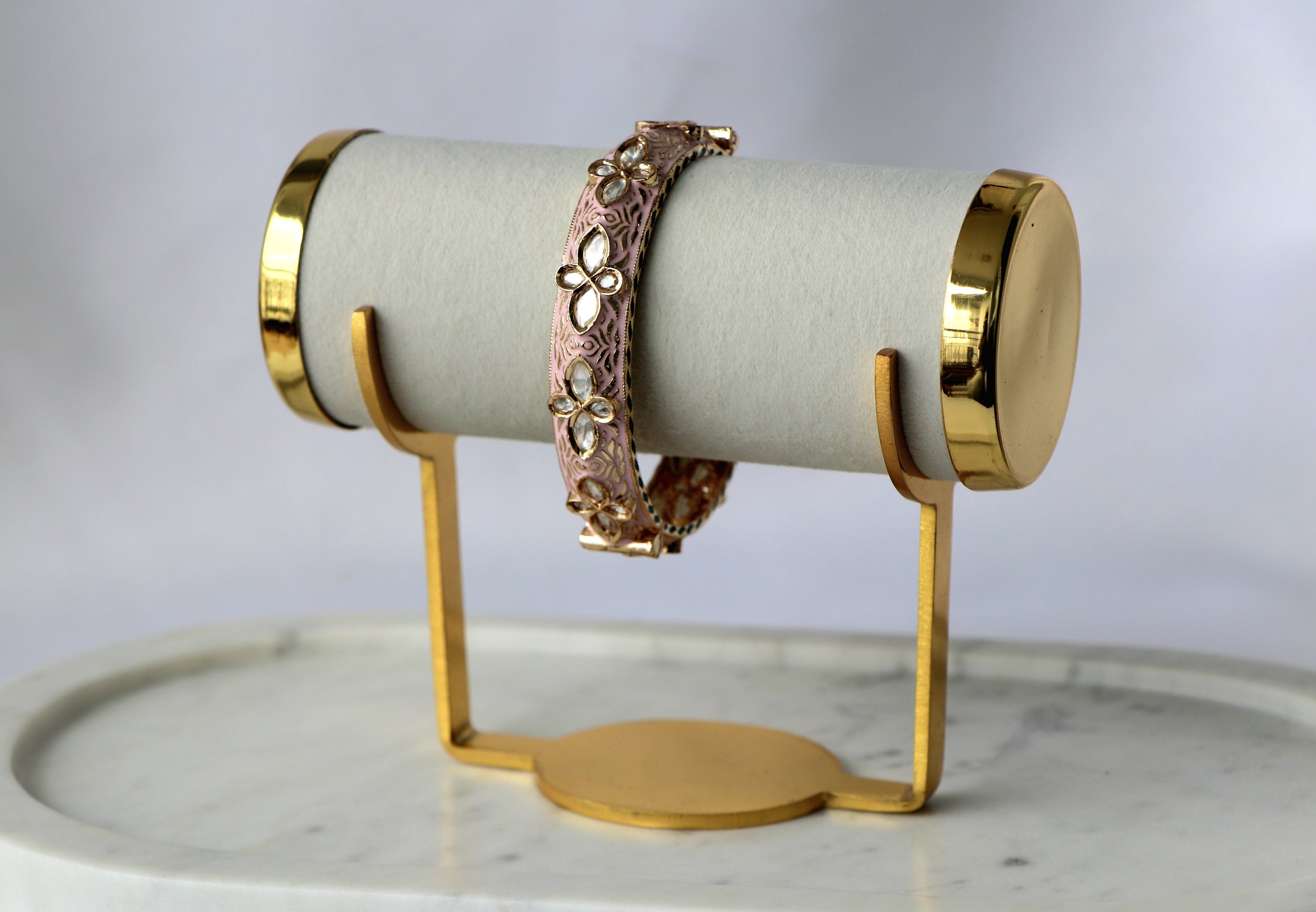 Pink Meenakari Kundan Floral Bangle