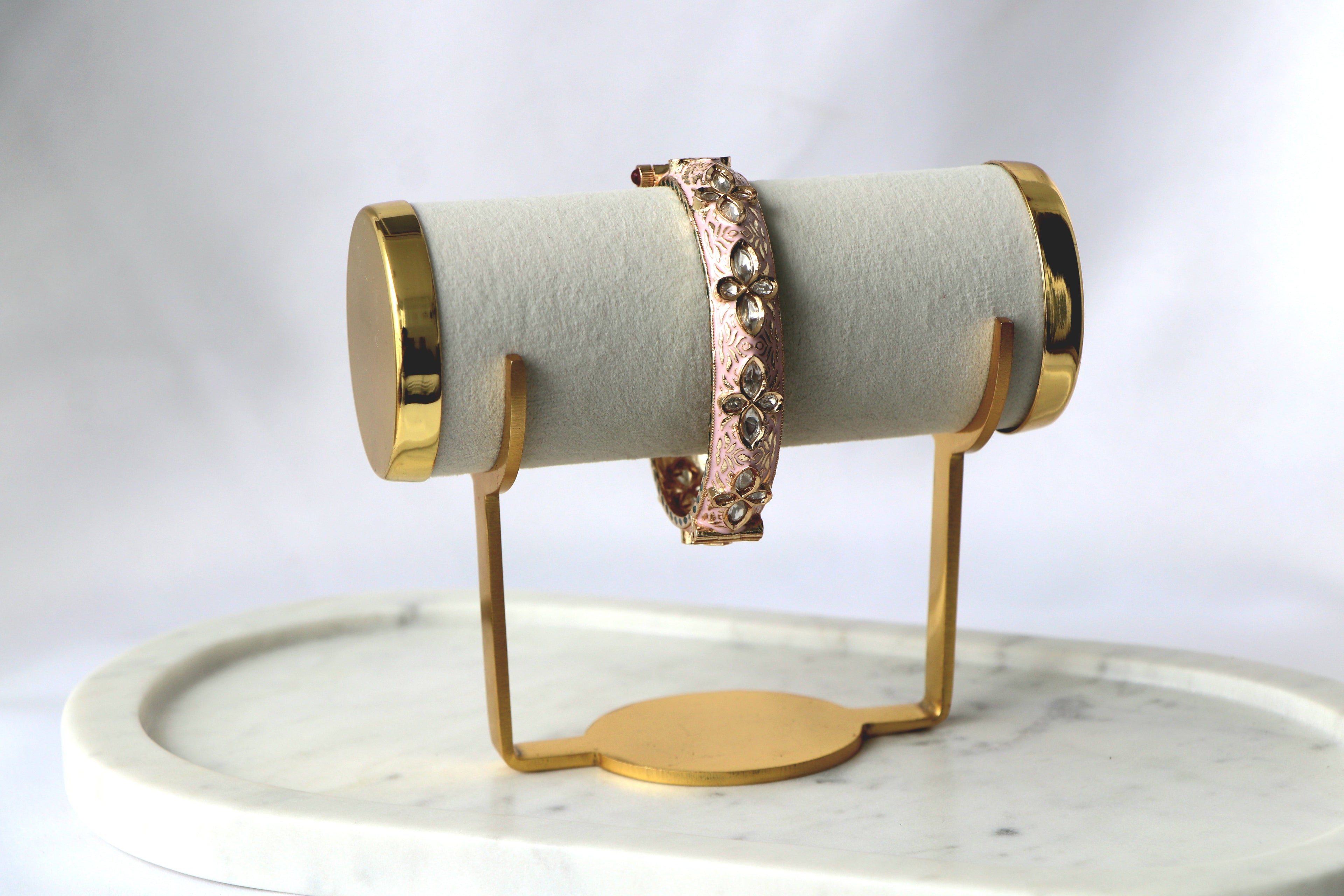 Pink Meenakari Kundan Floral Bangle