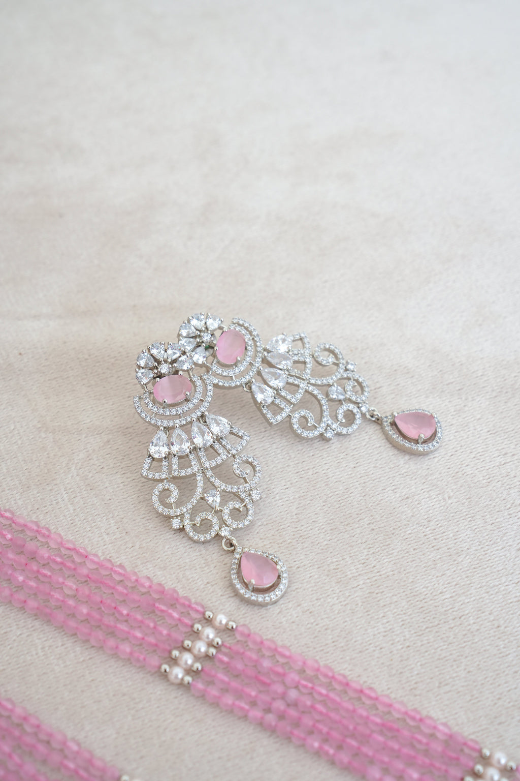 Pink Bloom Kundan Necklace Set