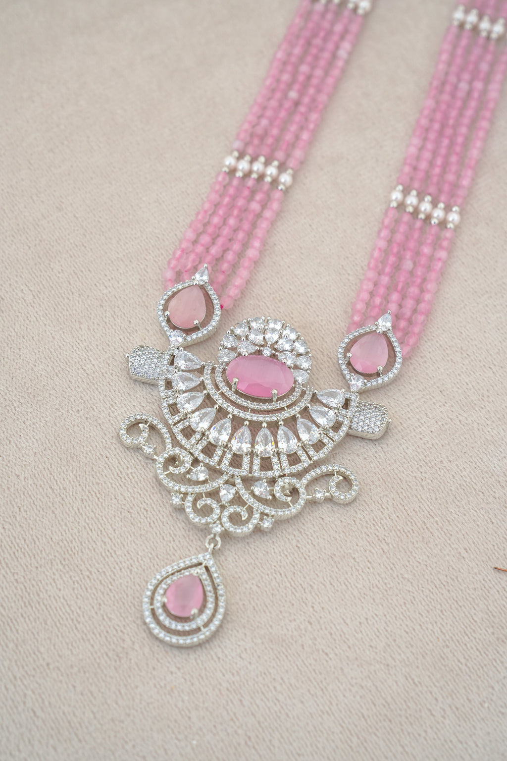 Pink Bloom Kundan Necklace Set