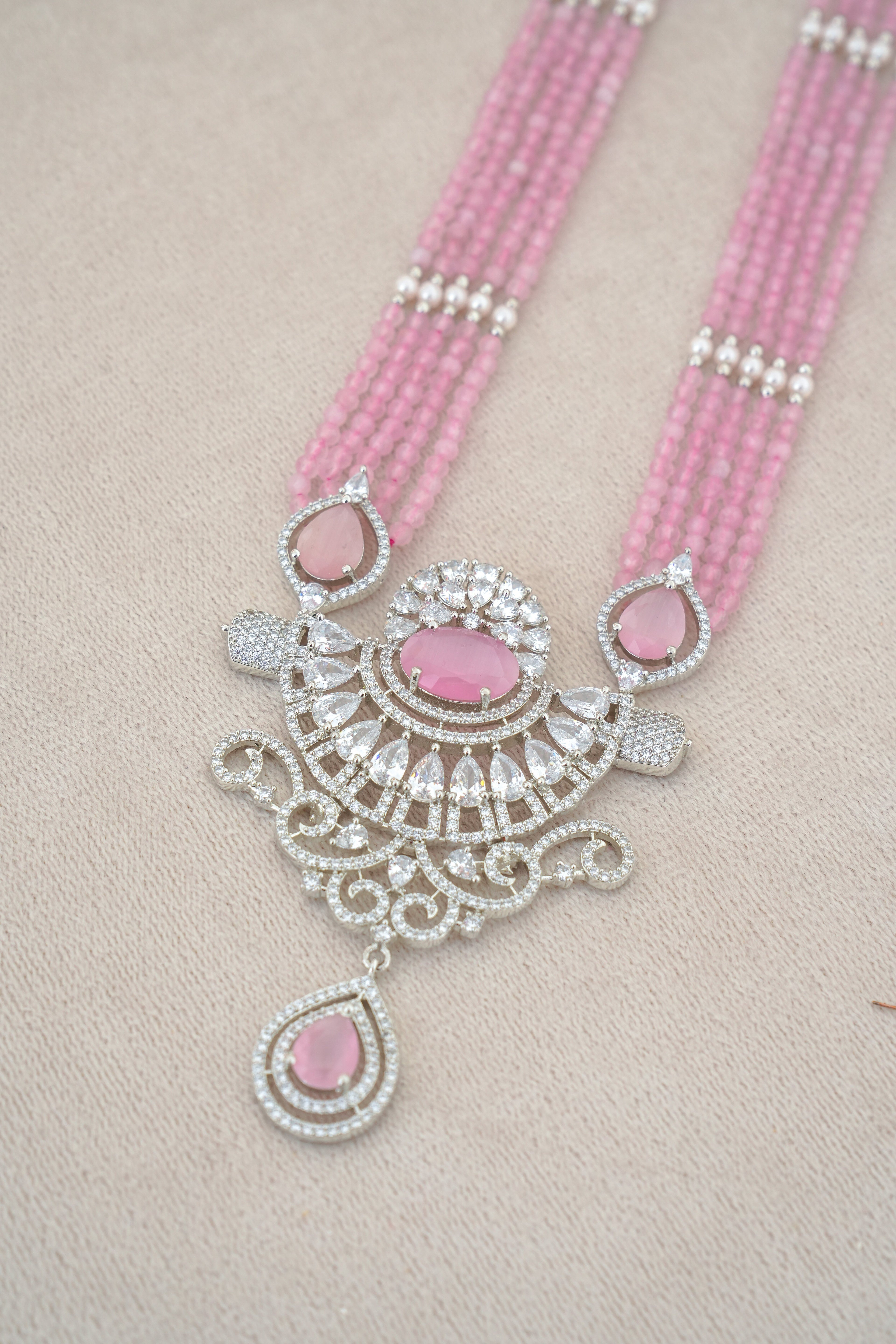 Pink Bloom Kundan Necklace Set