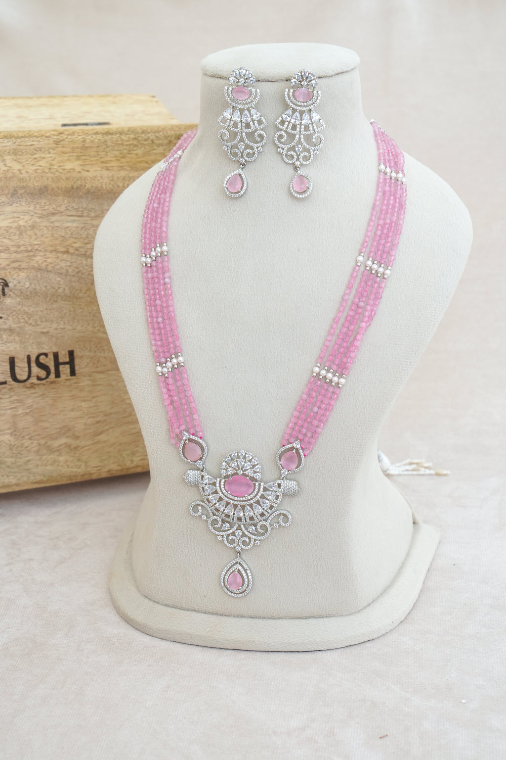 Pink Bloom Kundan Necklace Set