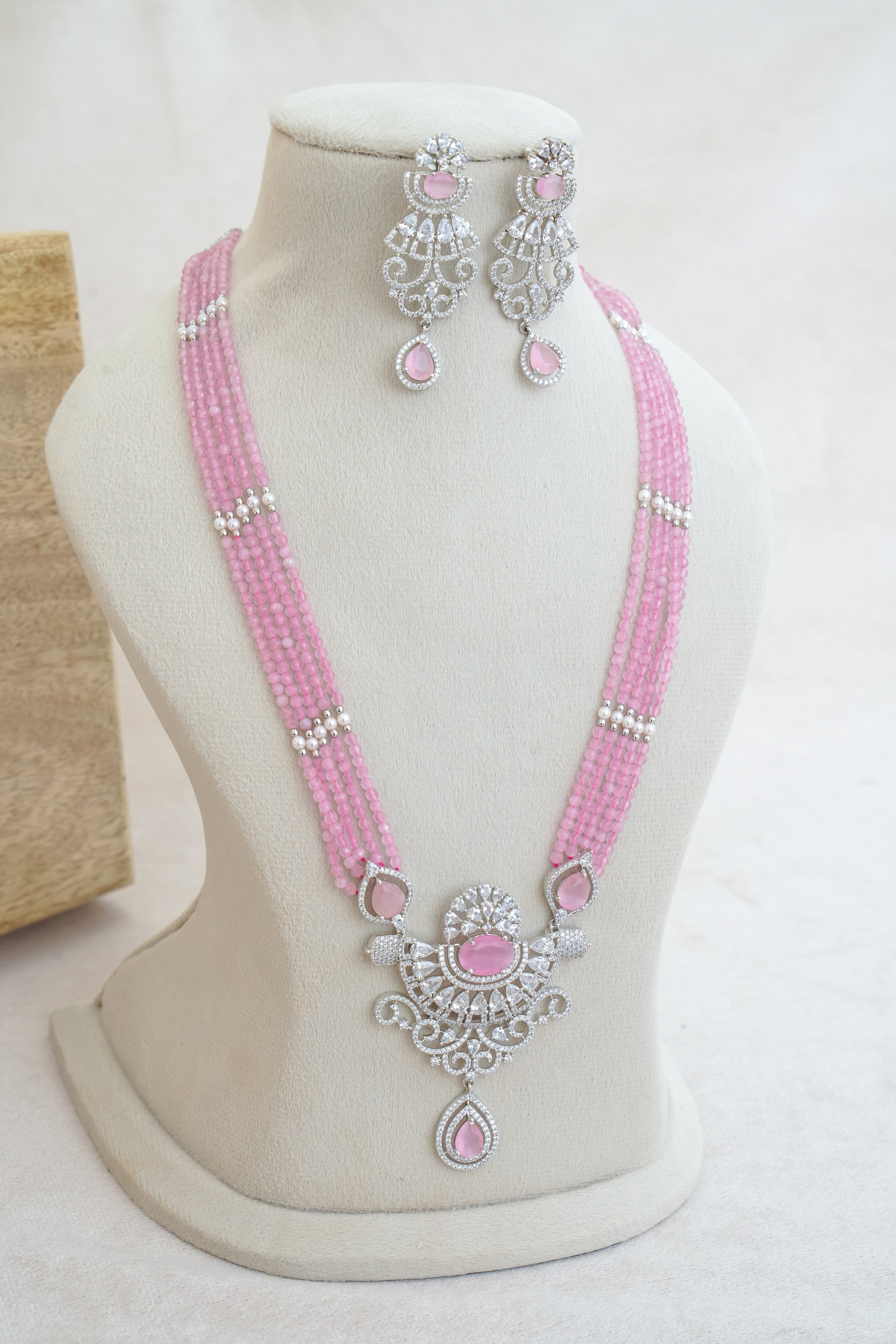 Pink Bloom Kundan Necklace Set
