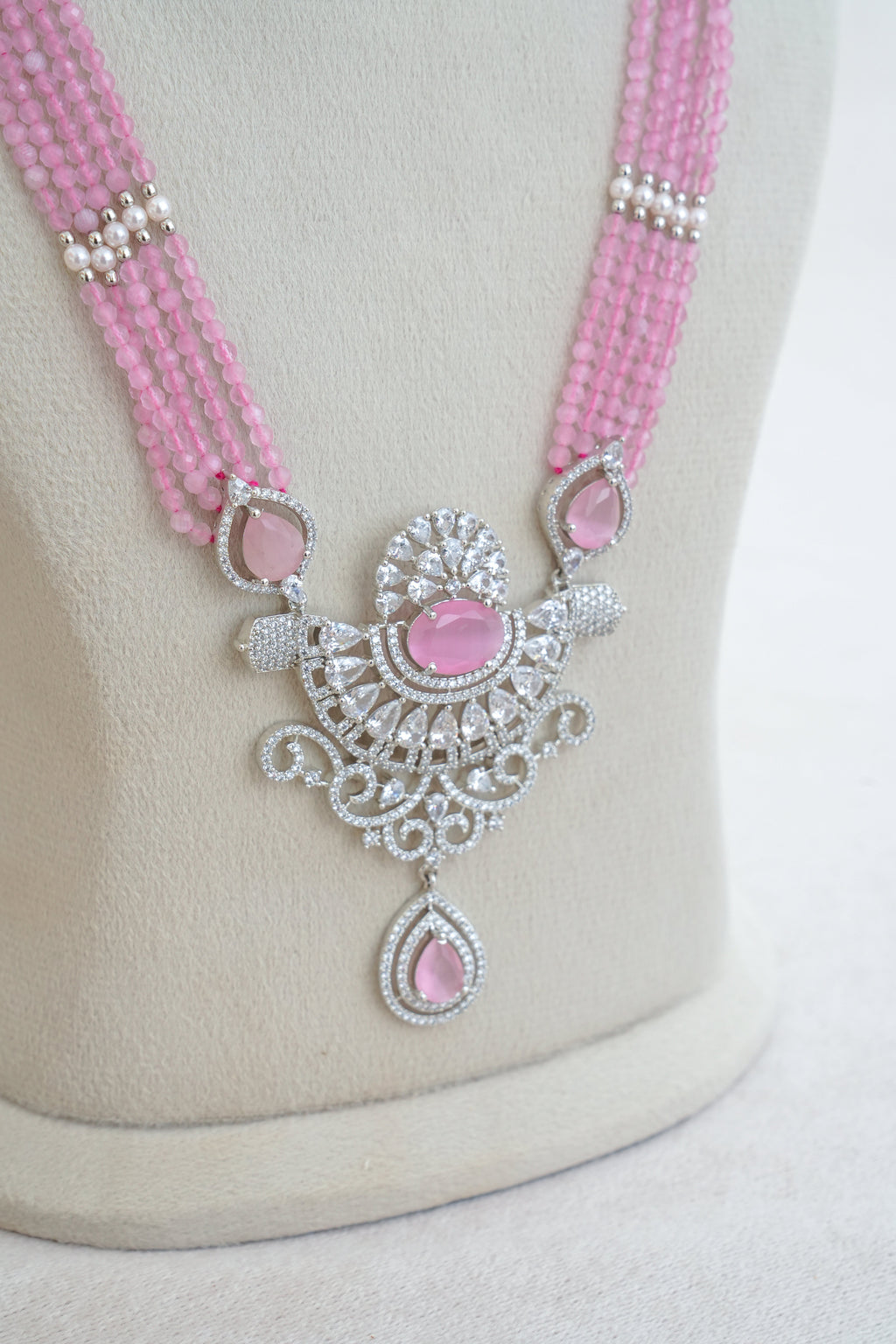 Pink Bloom Kundan Necklace Set