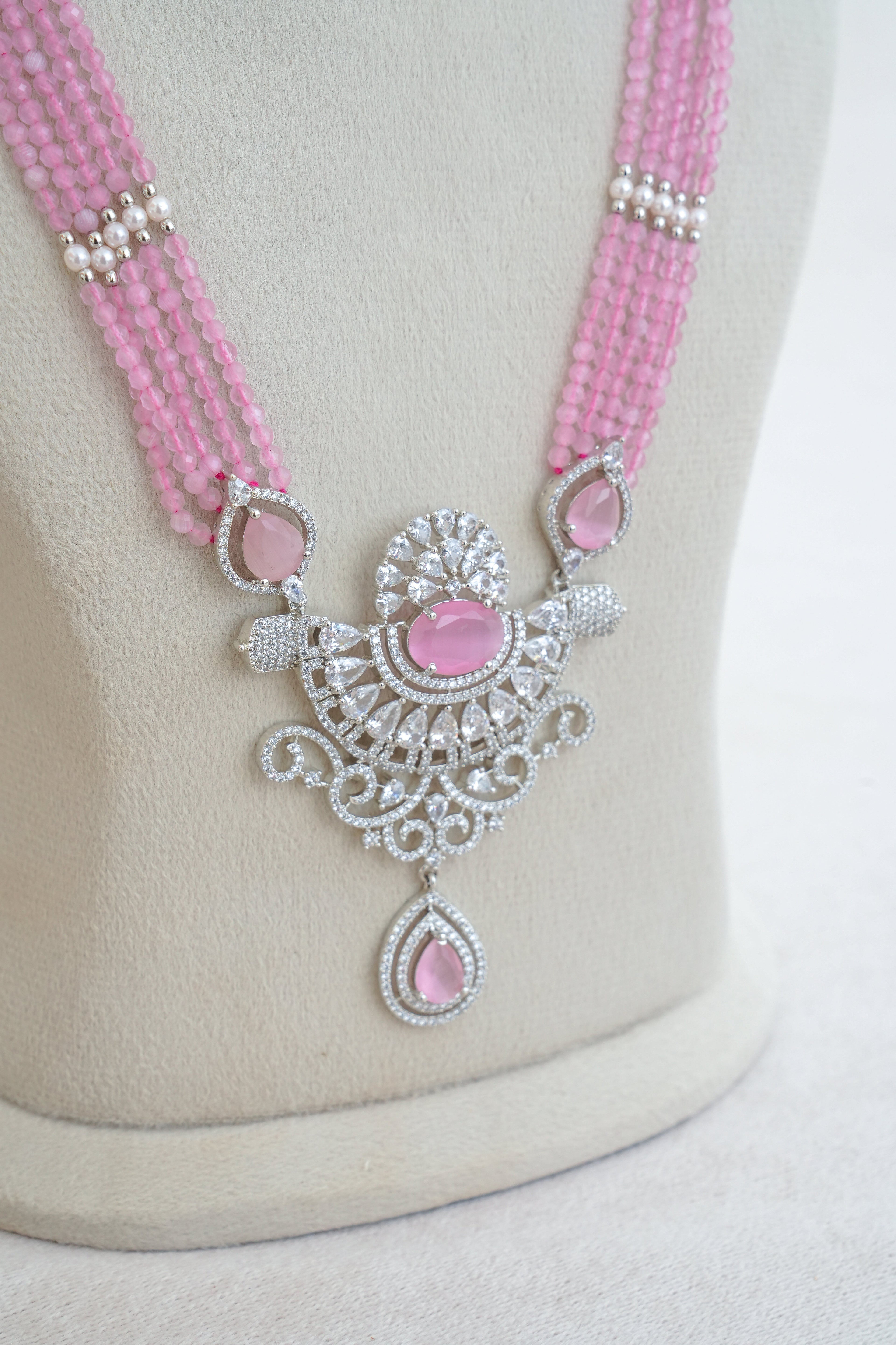 Pink Bloom Kundan Necklace Set