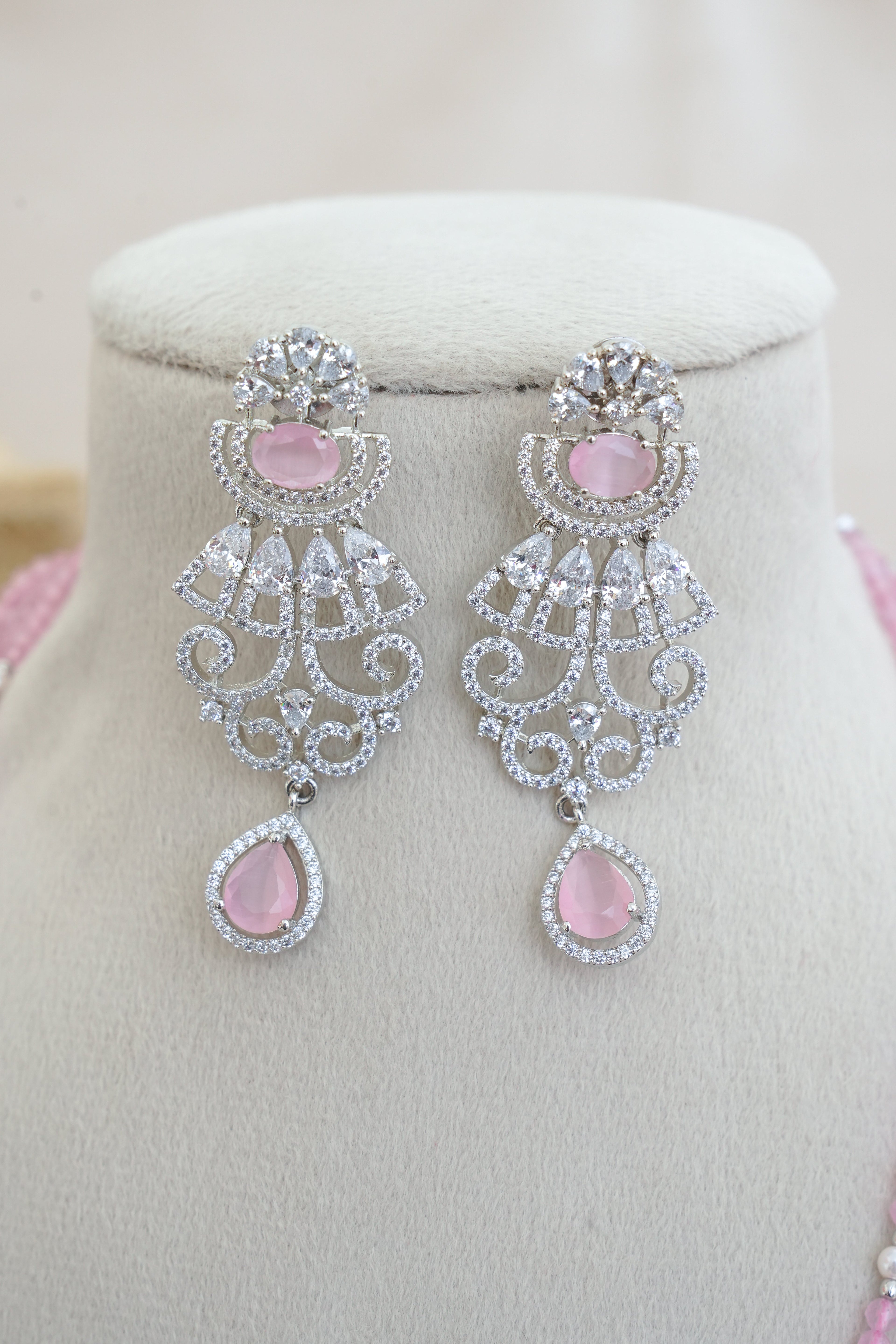 Pink Bloom Kundan Necklace Set