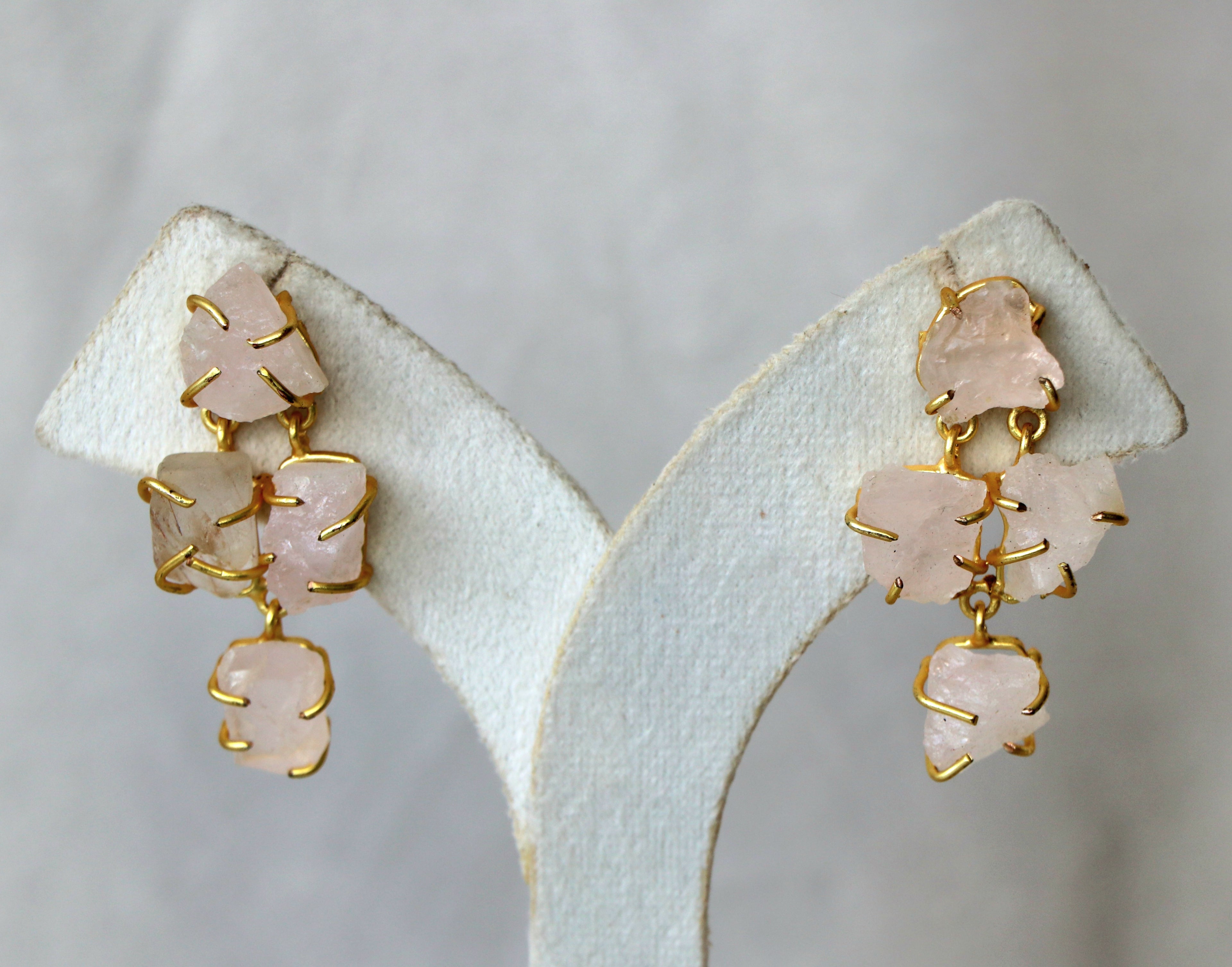 Four Raw Stone Earrings