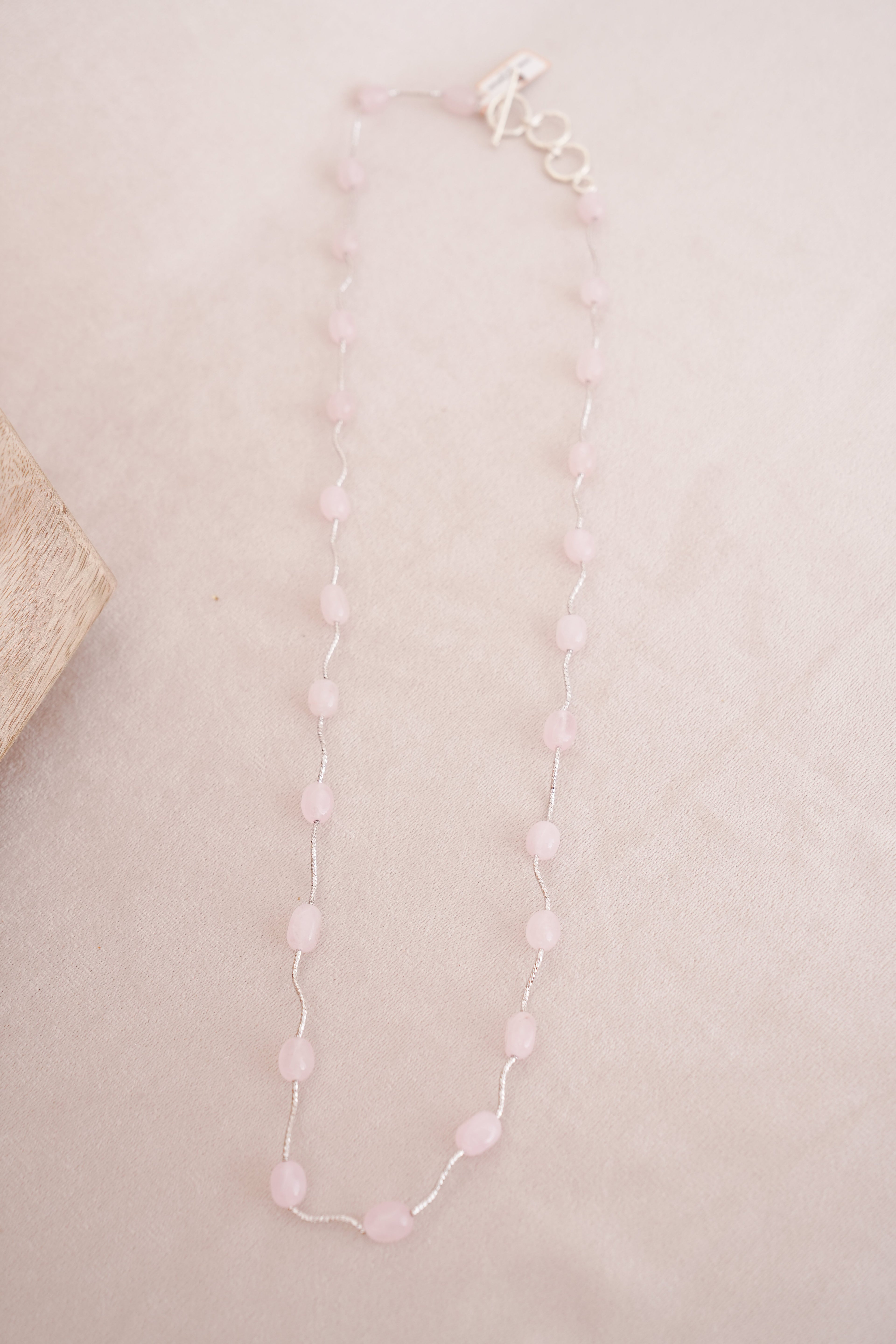 Silver Finish Gemstone Station Necklace