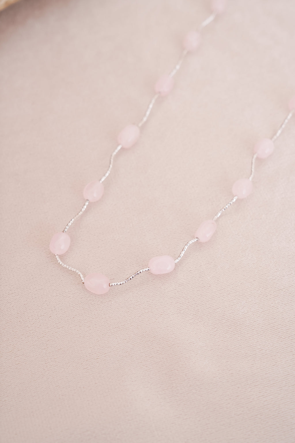 Silver Finish Gemstone Station Necklace