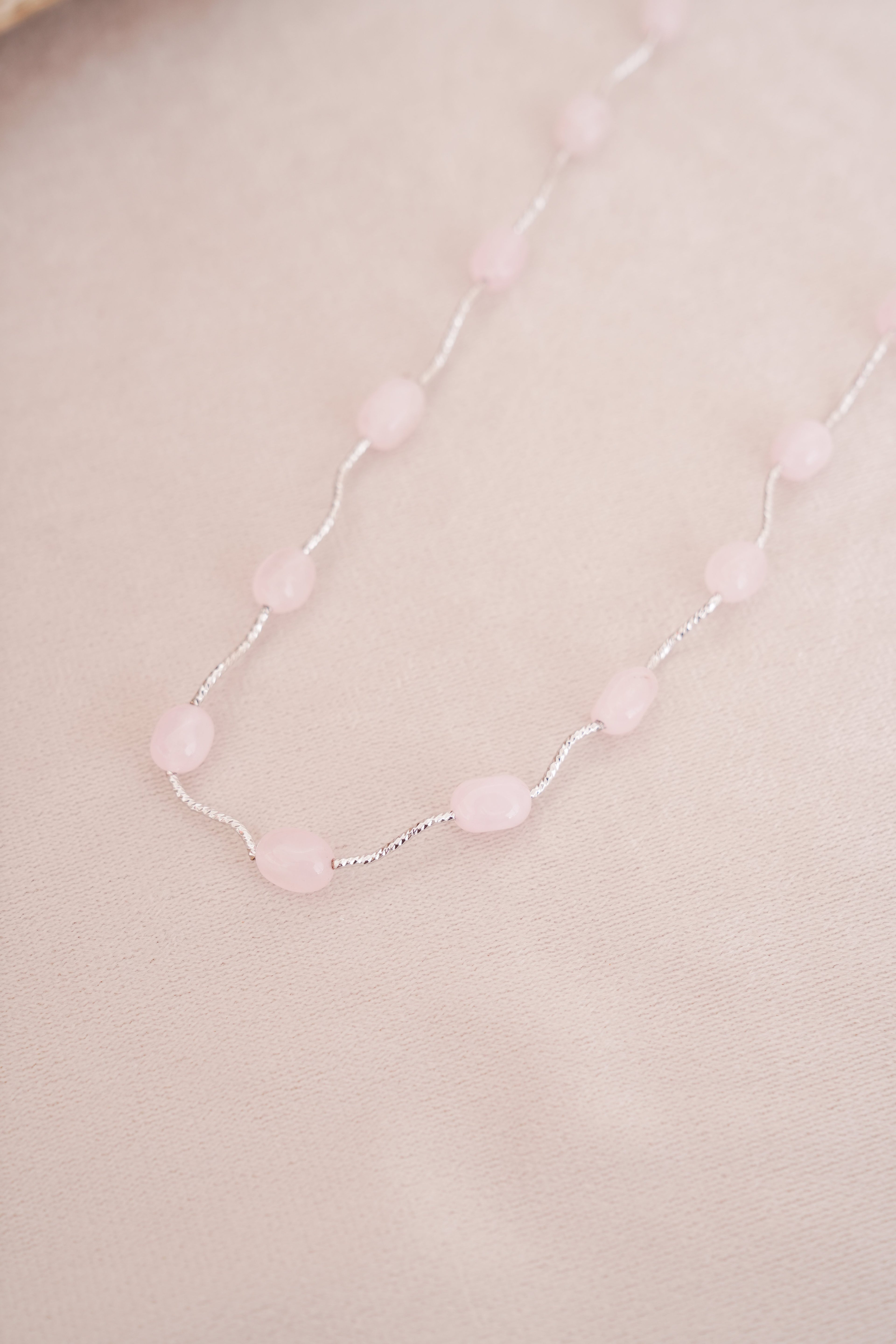 Silver Finish Gemstone Station Necklace