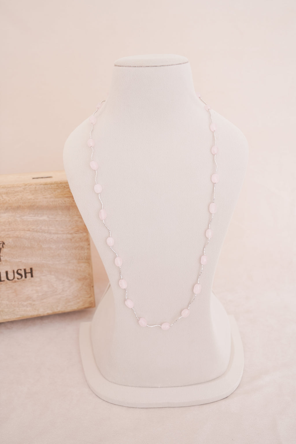 Silver Finish Gemstone Station Necklace