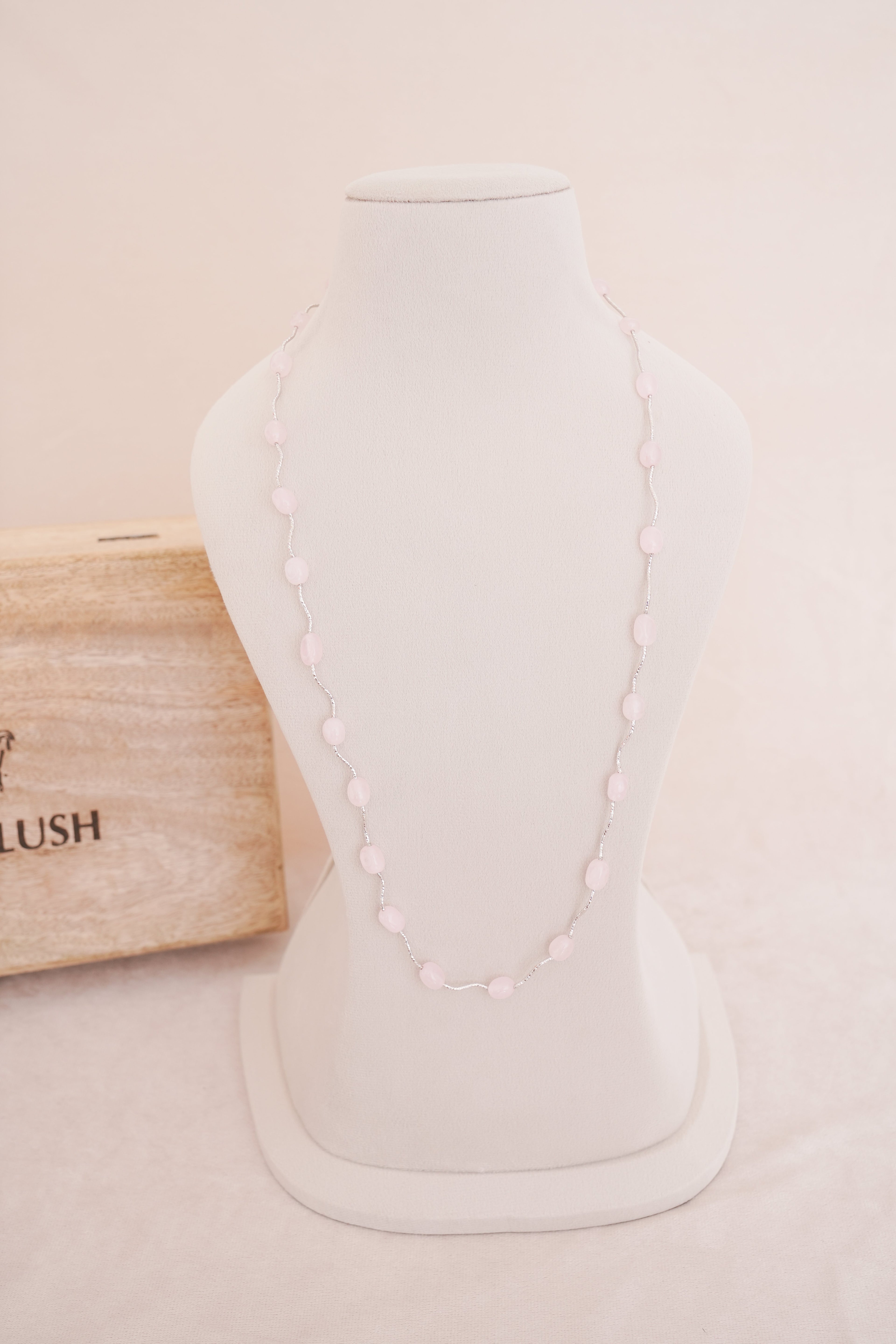 Silver Finish Gemstone Station Necklace