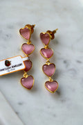 Pink Heart Cascade Earrings