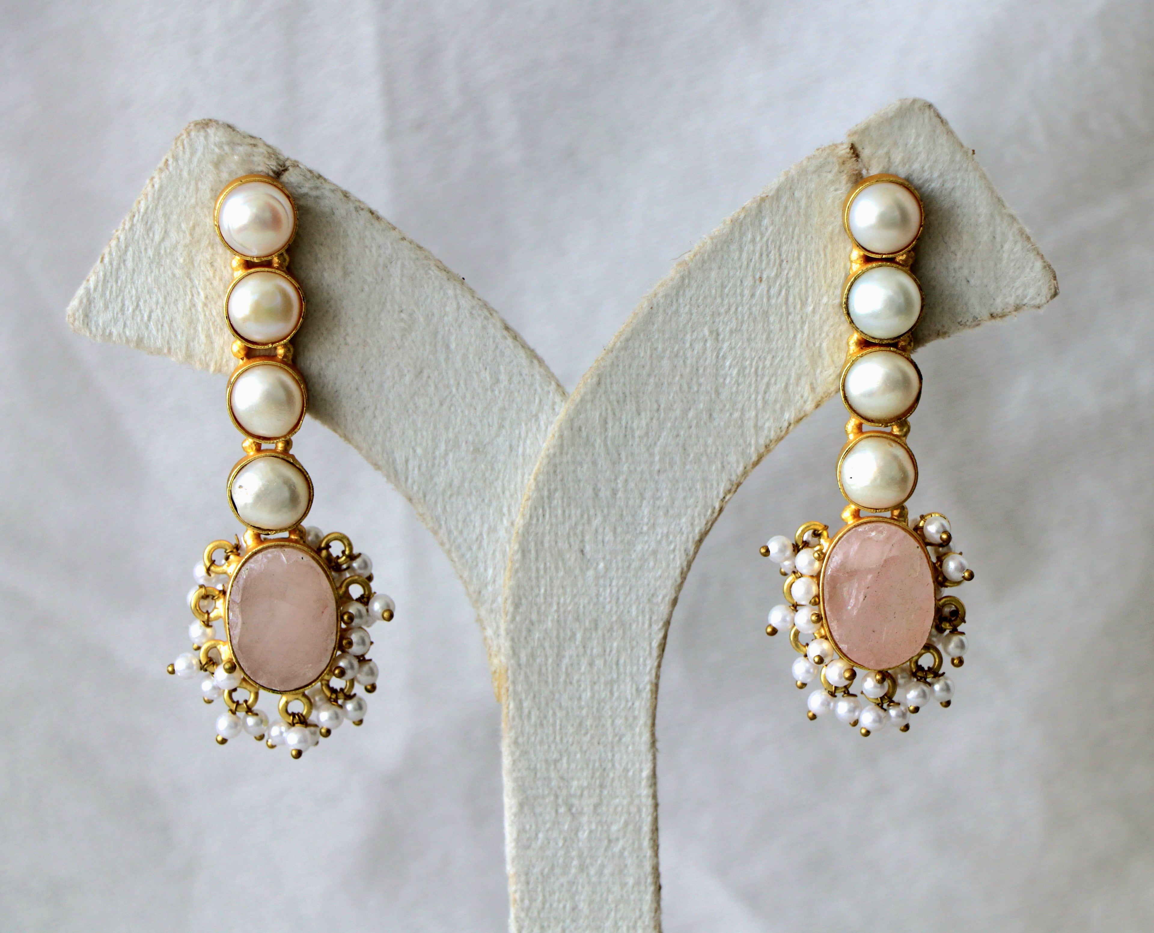 Pearl Cascade Stone Earrings