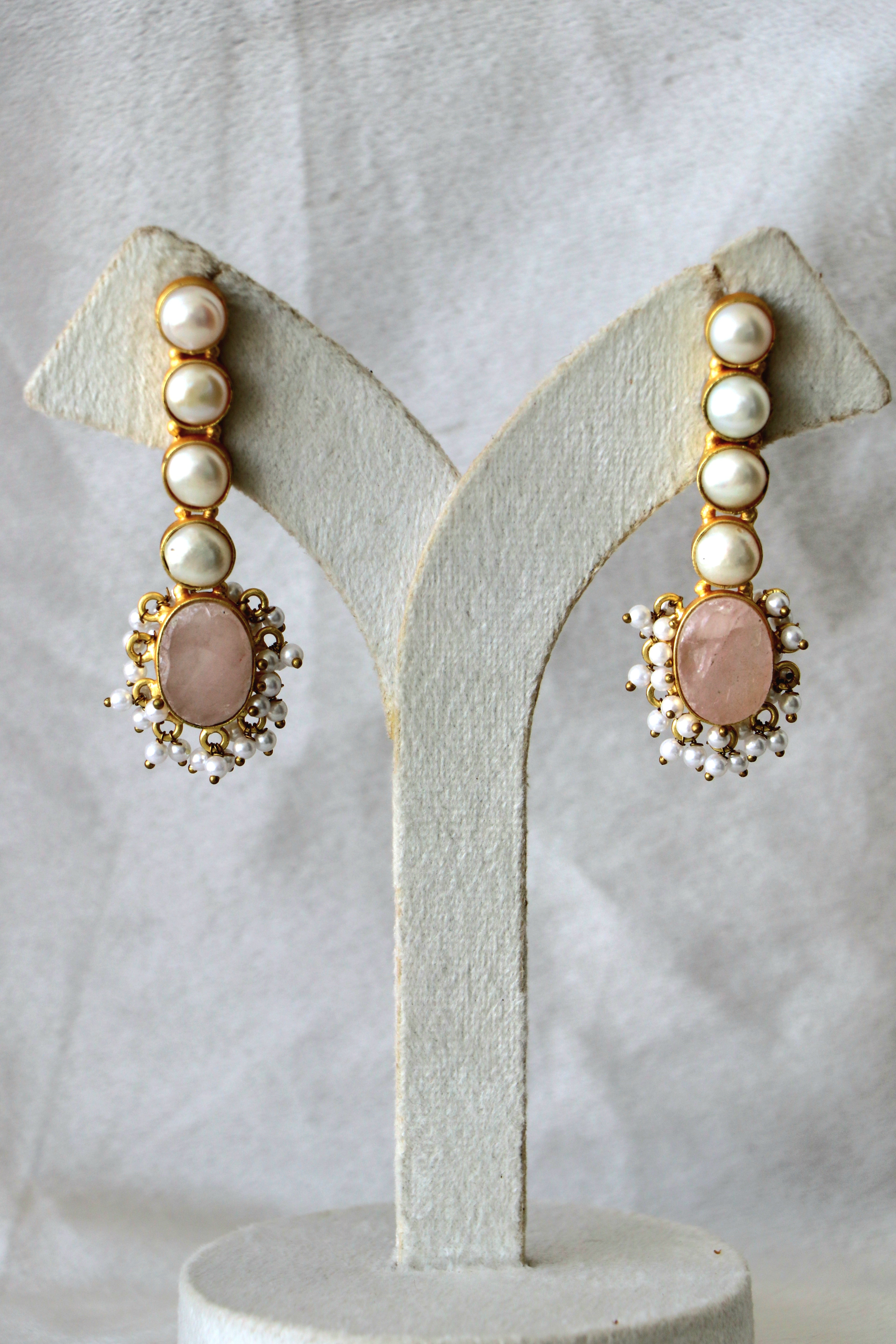 Pearl Cascade Stone Earrings