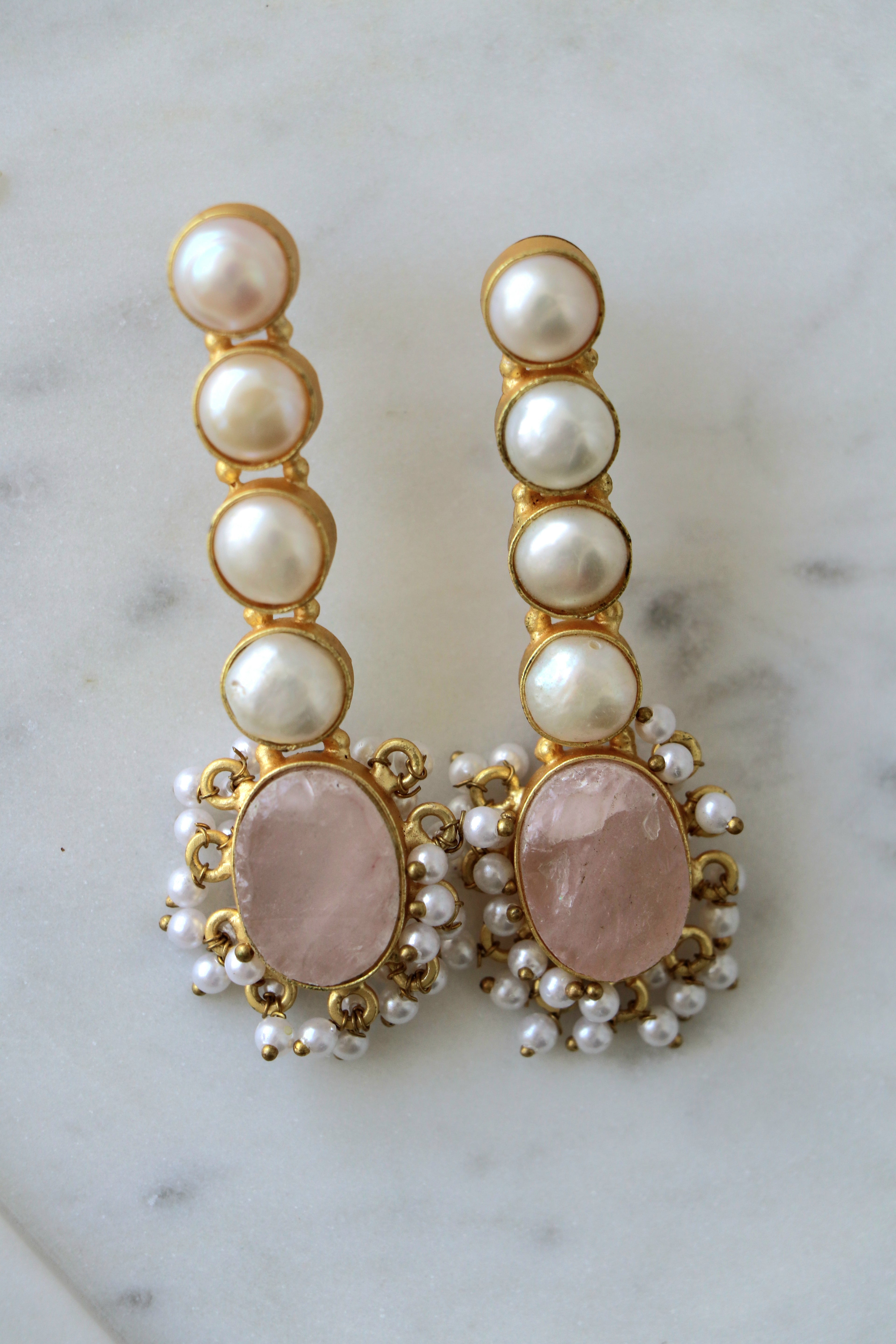 Pink Pearl Cascade Earrings