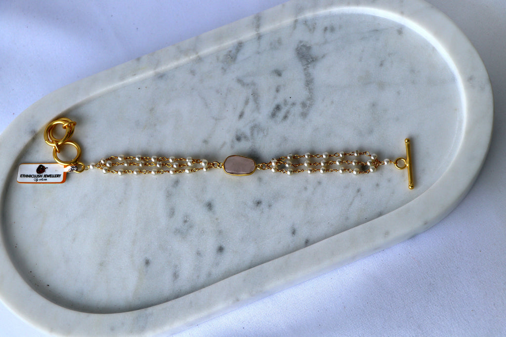 Pink Pearl  Rose Quartz Cascade Necklace
