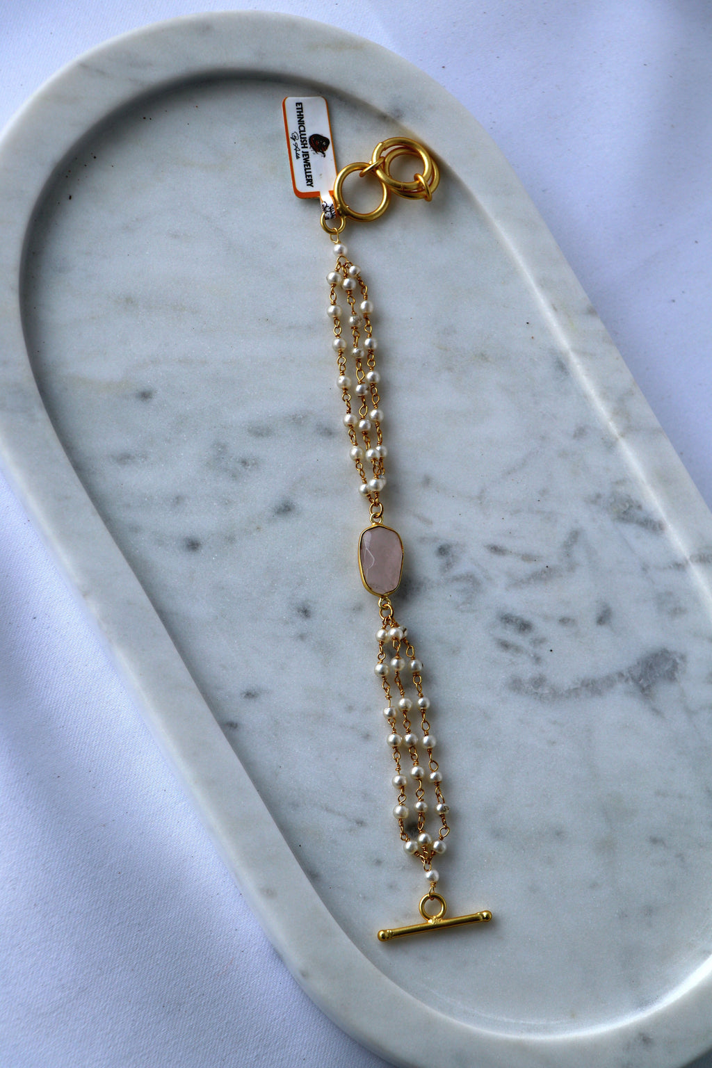 Pink Pearl  Rose Quartz Cascade Necklace