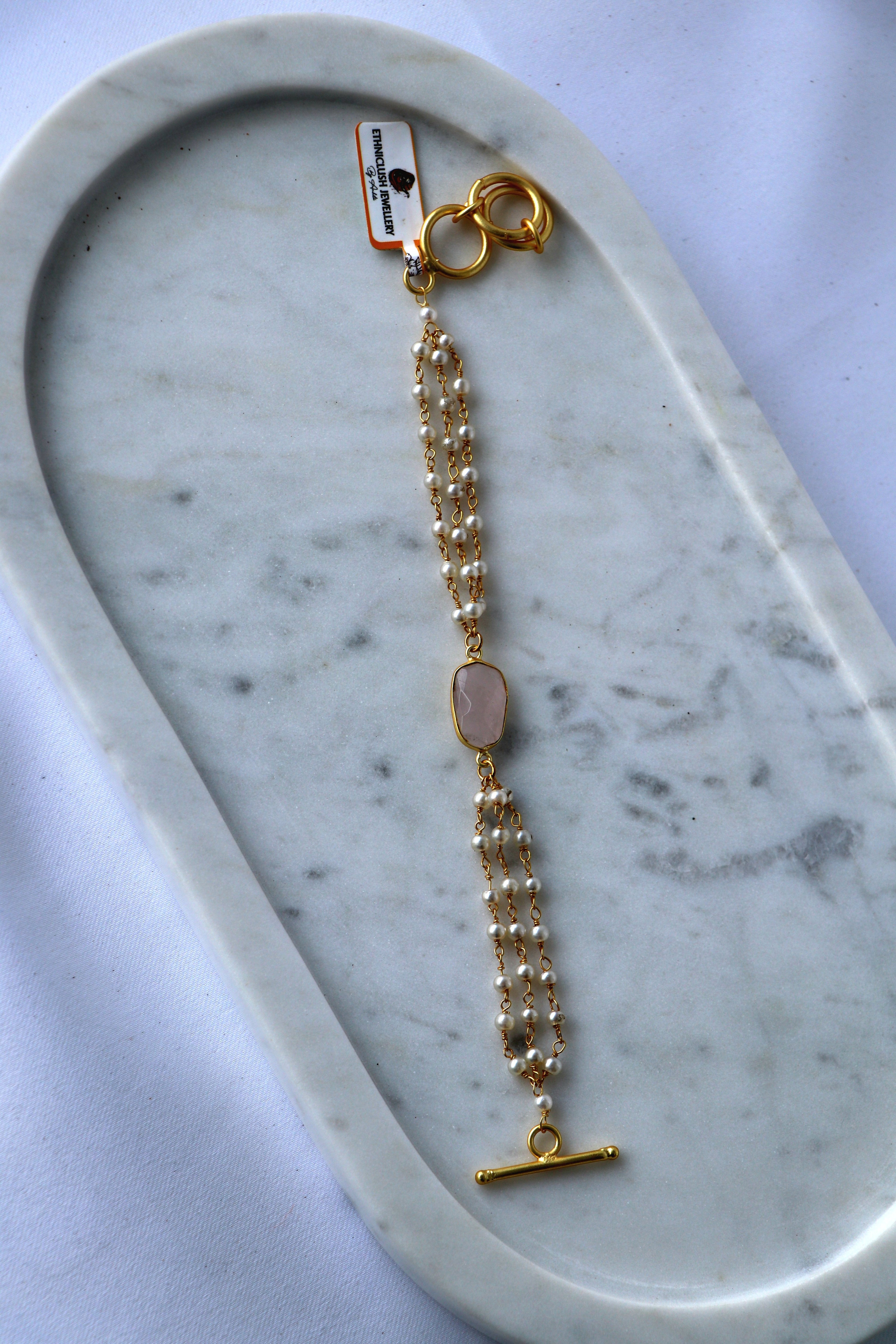 Pink Pearl  Rose Quartz Cascade Necklace