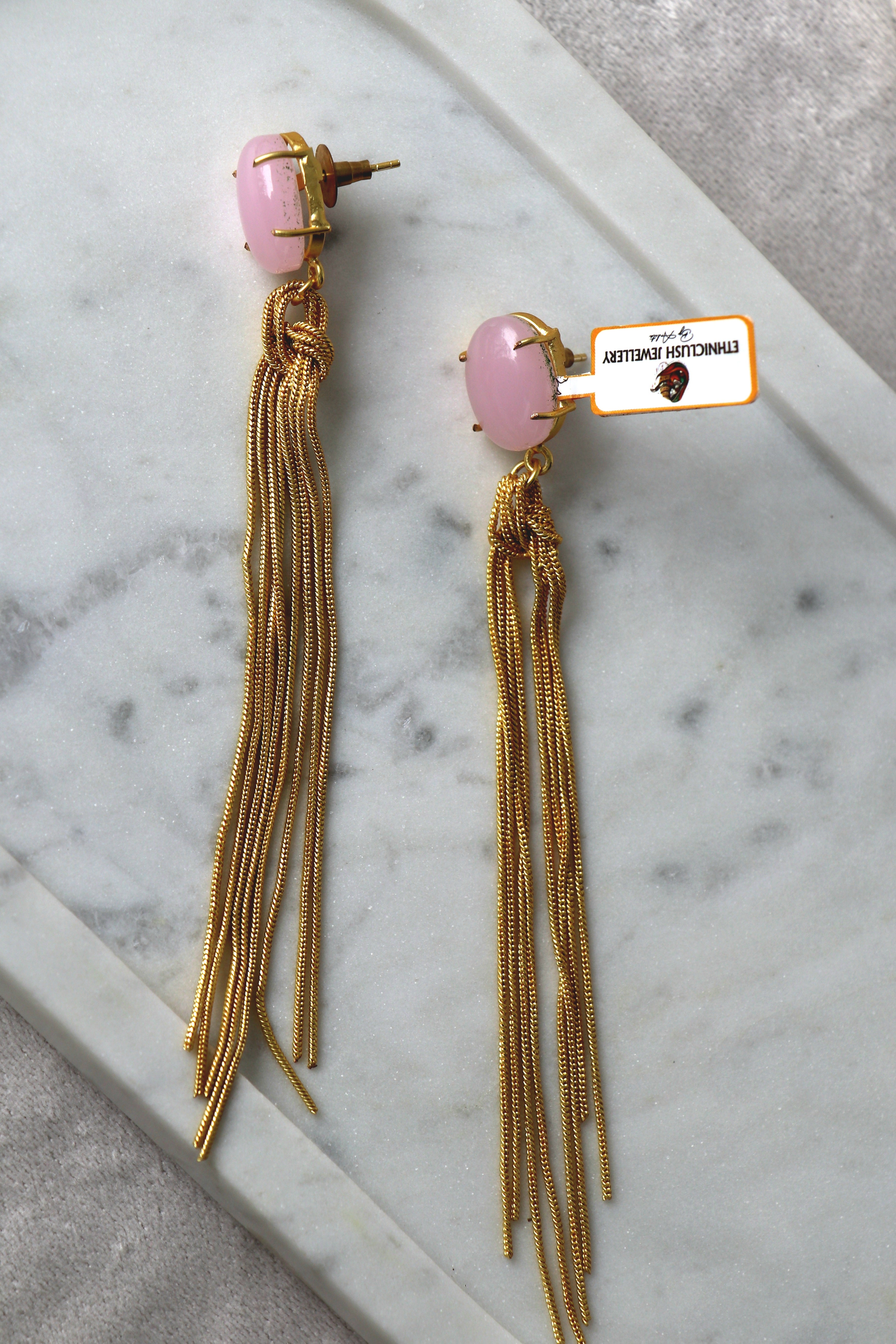 Pink Rose Quartz Cascade Earrings