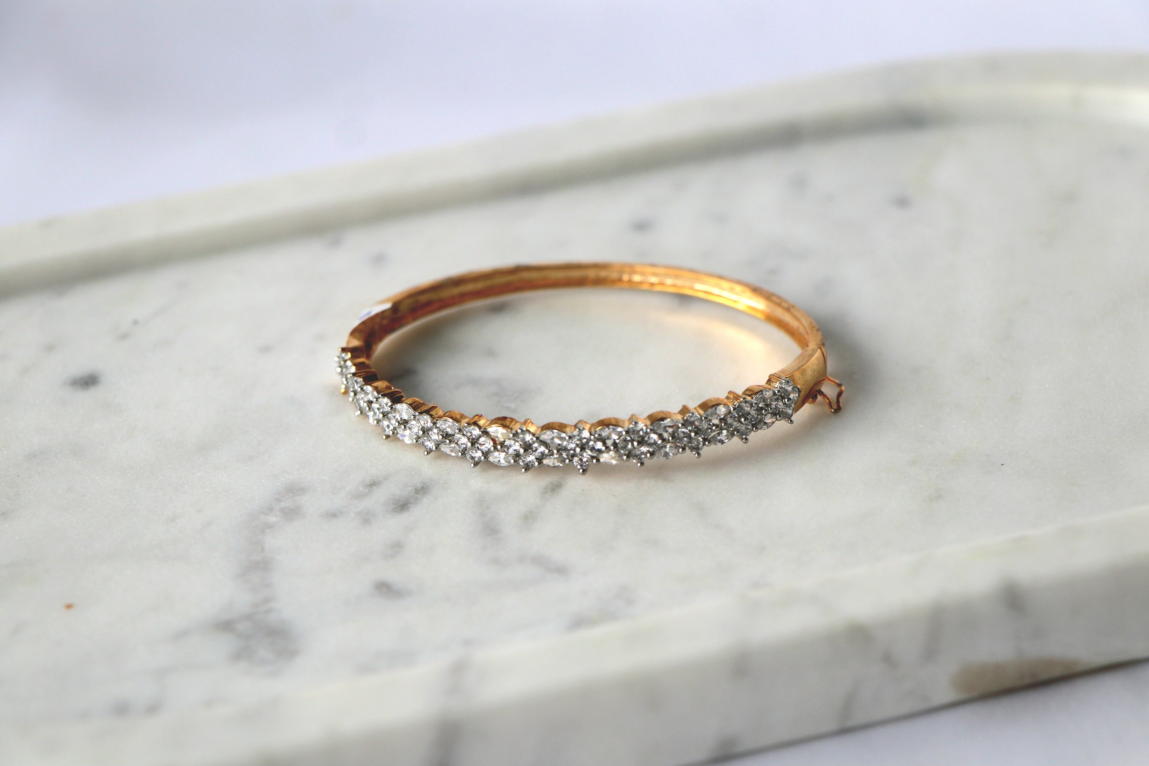 Radiant CZ Studded Openable Bangle Bracelet