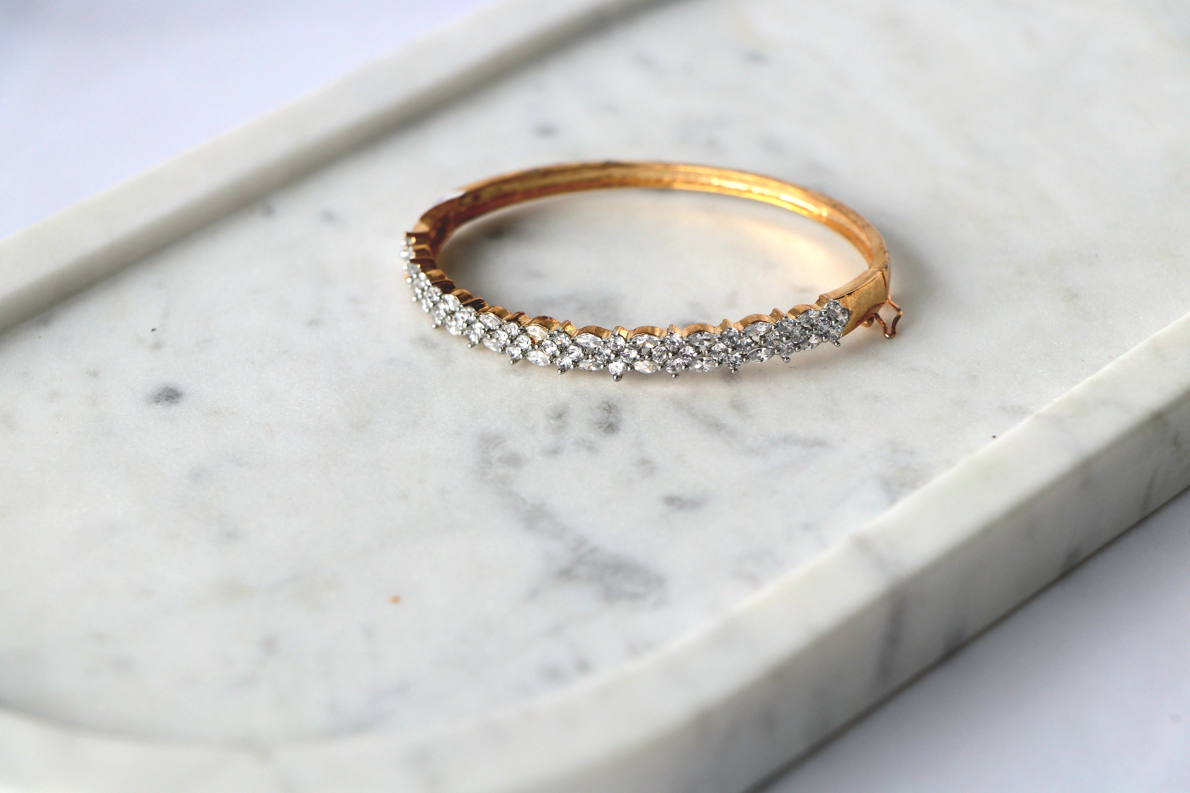 Radiant CZ Studded Openable Bangle Bracelet