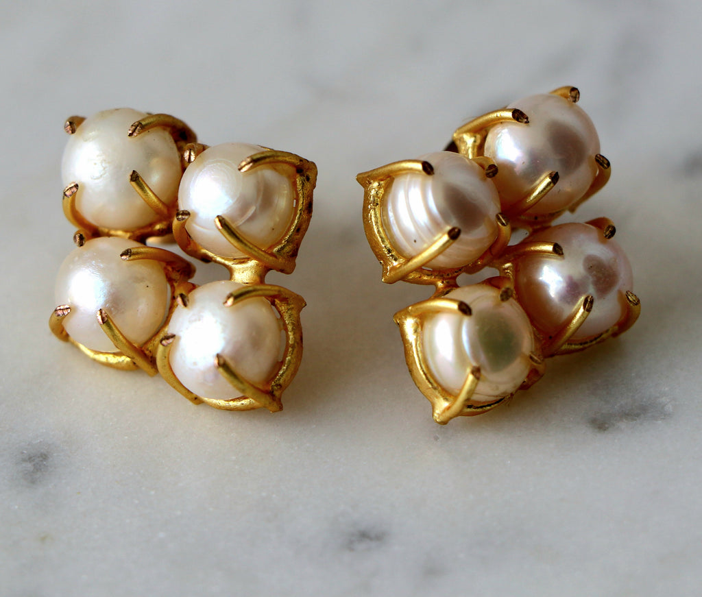 Radiant Pearl Cluster Earrings