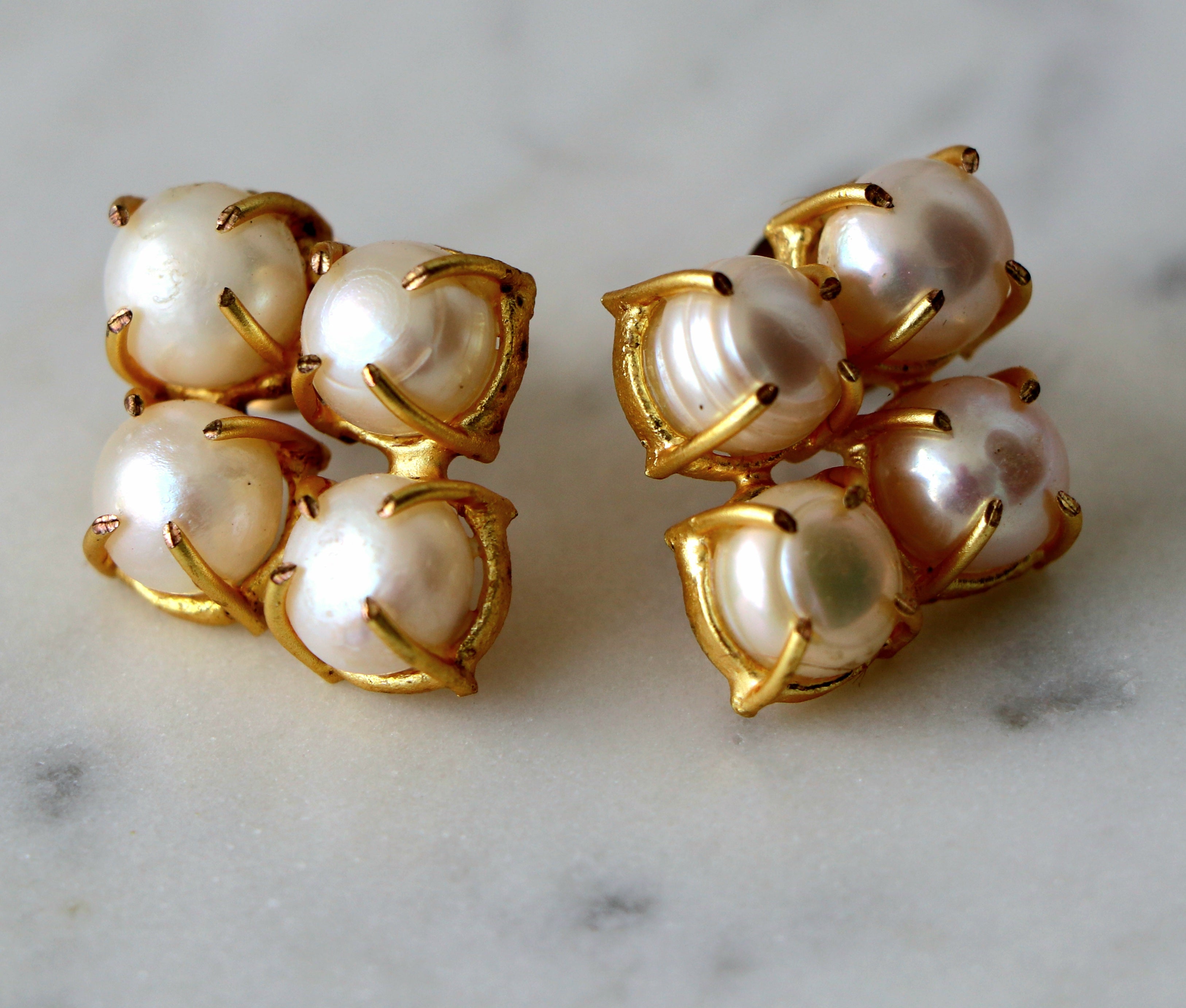 Radiant Pearl Cluster Earrings