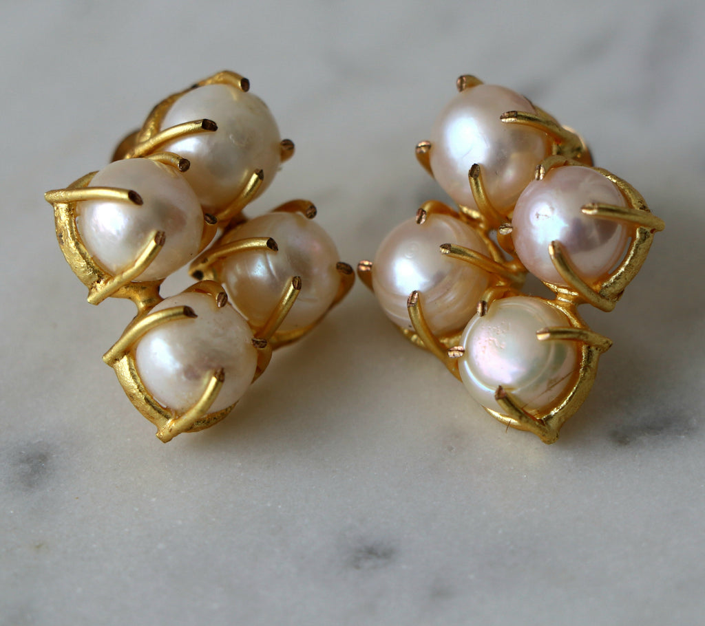 Radiant Pearl Cluster Earrings