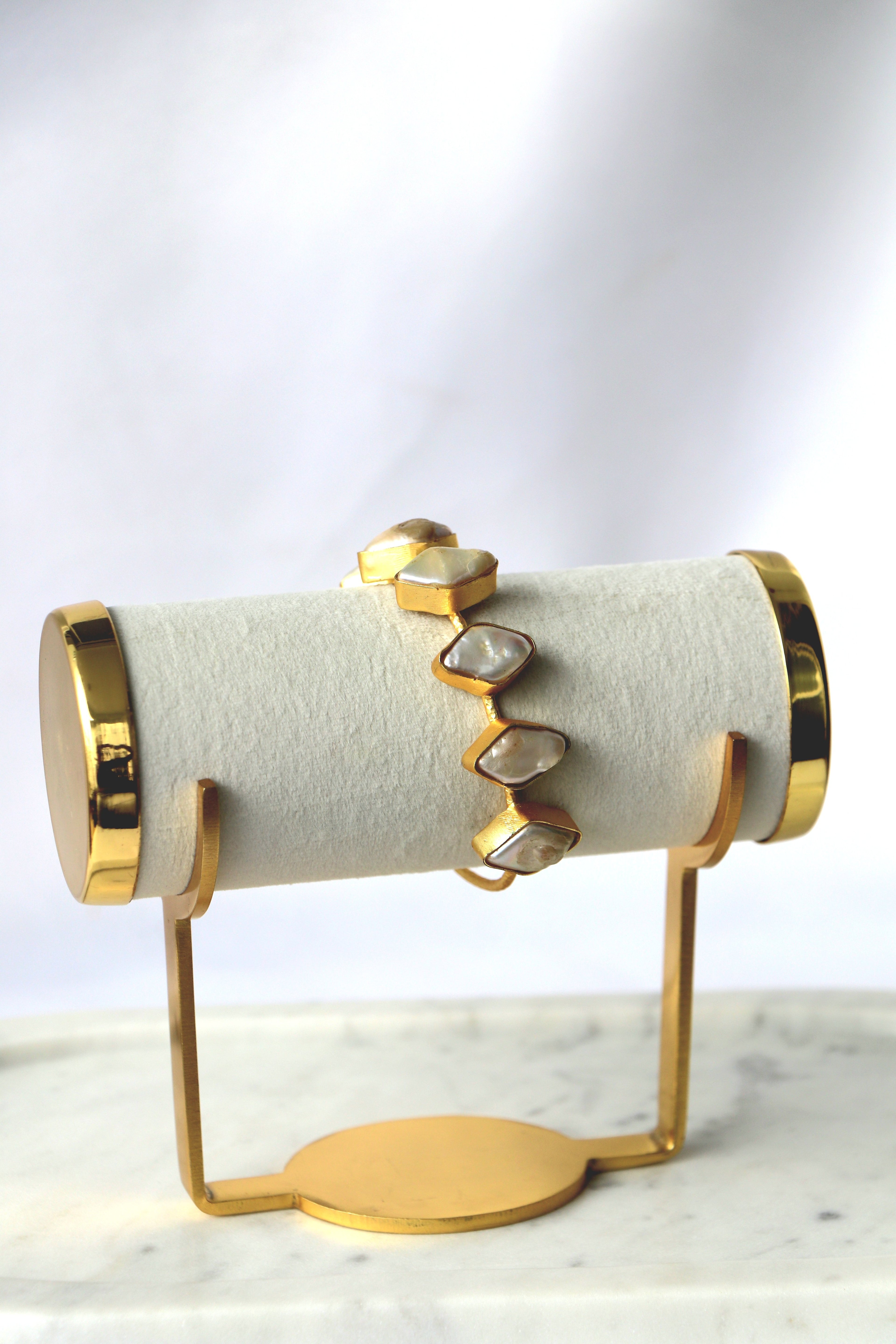 Radiant Baroque Pearl Open Cuff Bracelet