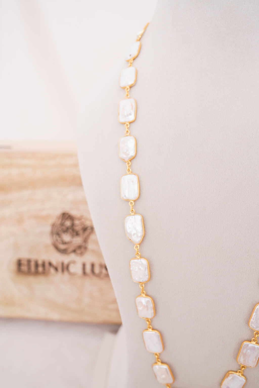 Radiant Pearl Rectangle Necklace