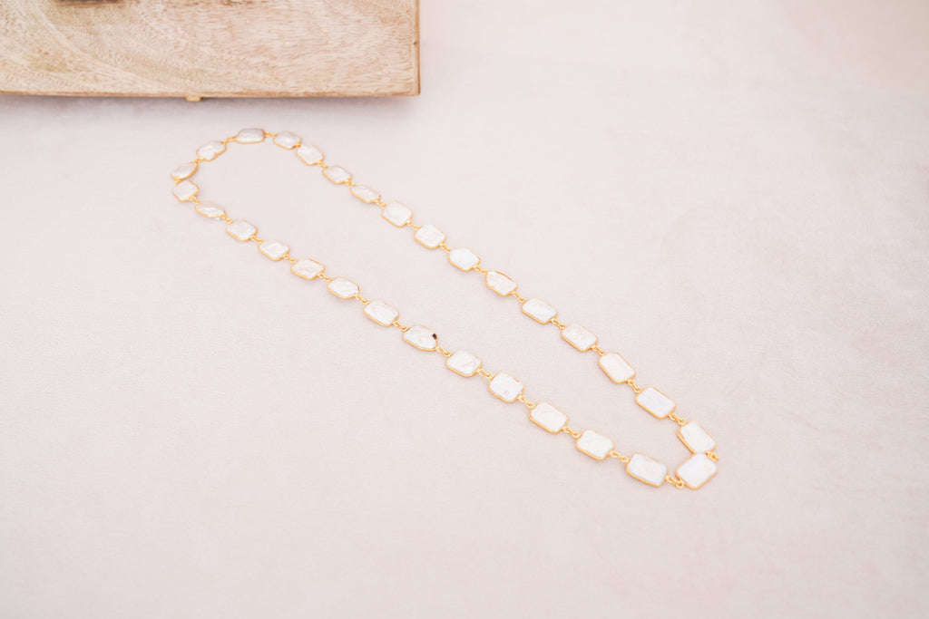 Radiant Pearl Rectangle Necklace