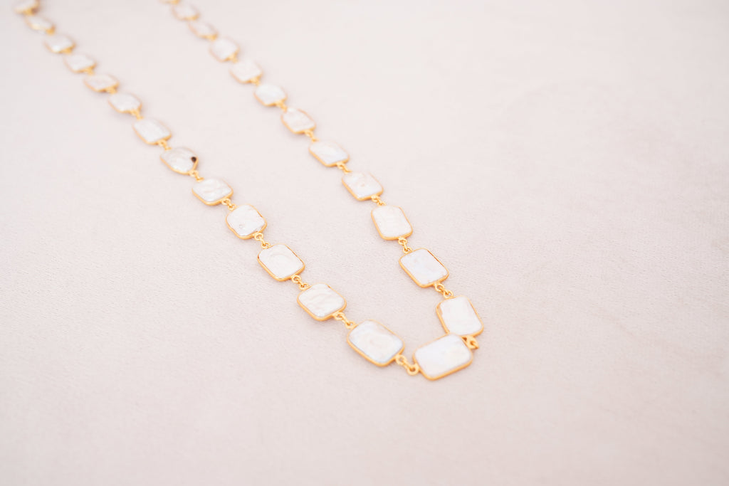 Radiant Pearl Rectangle Necklace