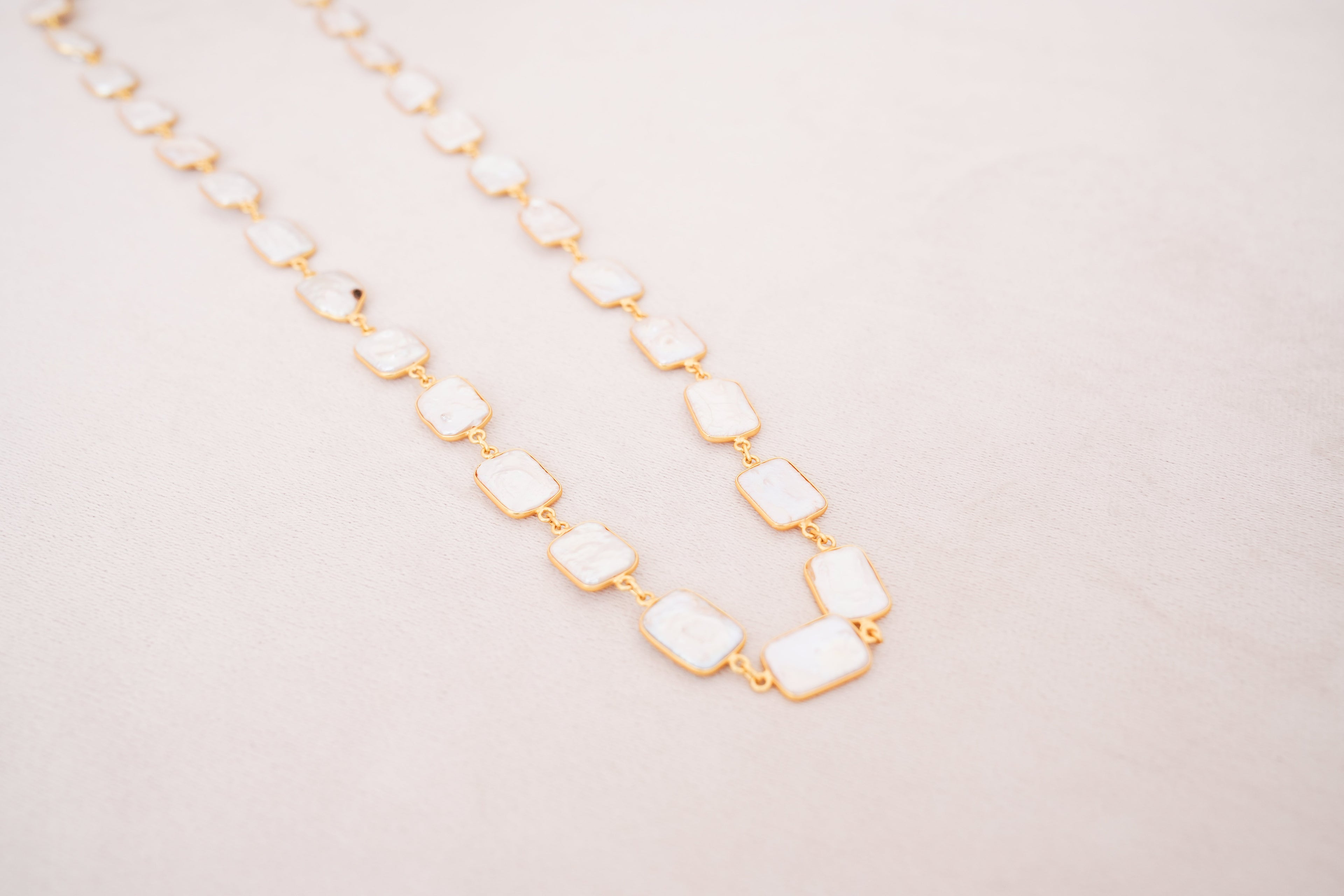 Radiant Pearl Rectangle Necklace