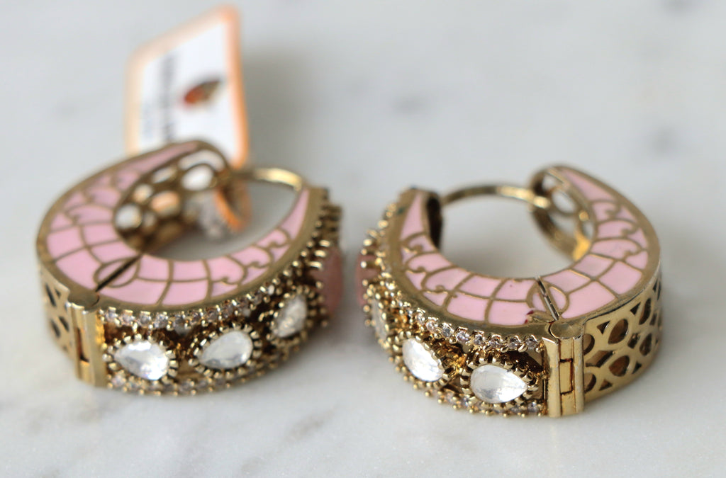 Radiant Pink Gemstone Hoop Earrings