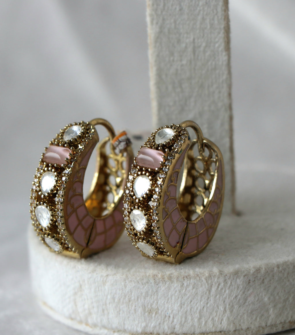 Radiant Pink Gemstone Hoop Earrings