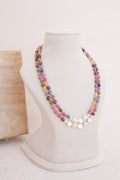 Rainbow Stone Pearl Multi Strand Necklace