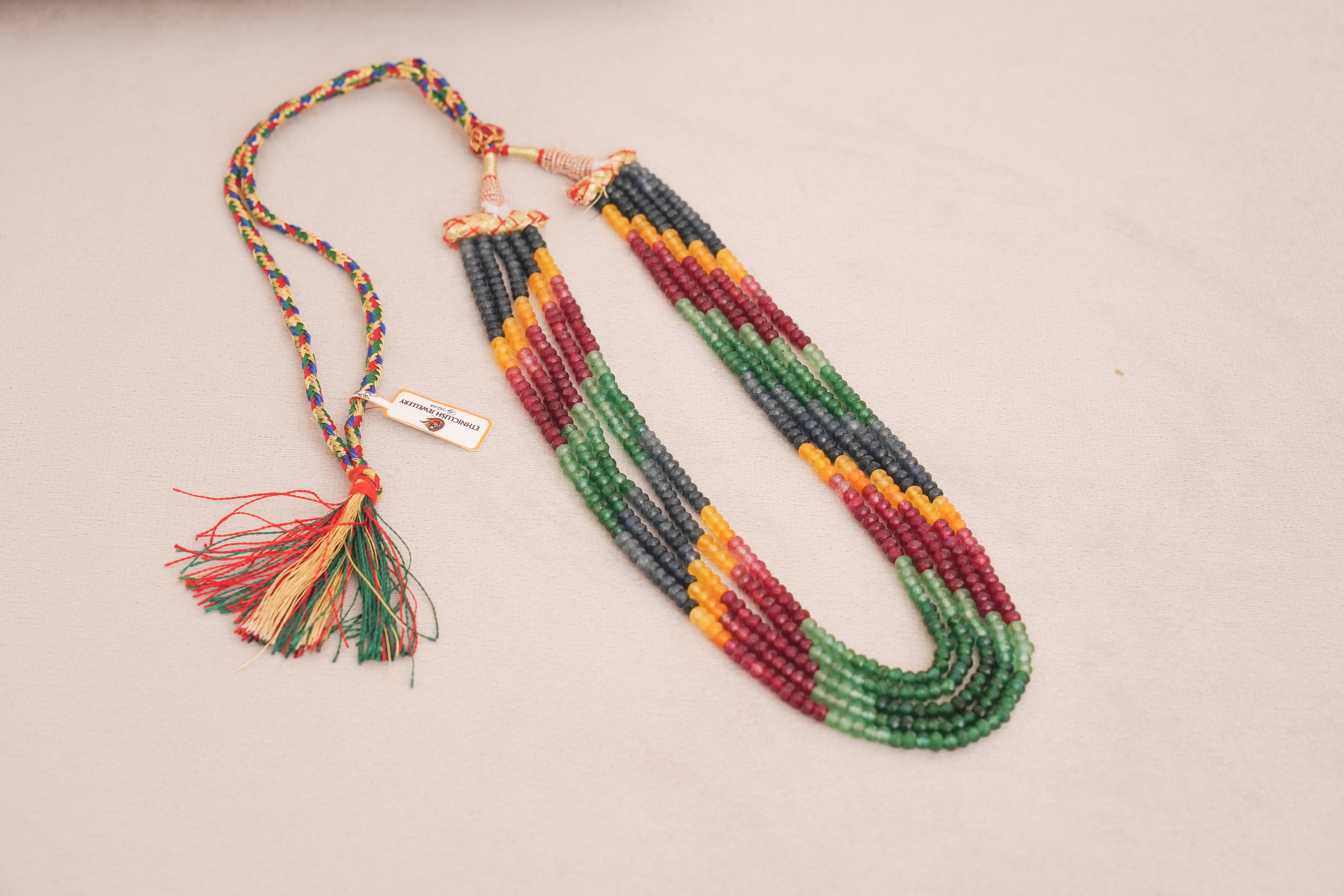 Multi coloured Stone Multi Strand Layered Necklace