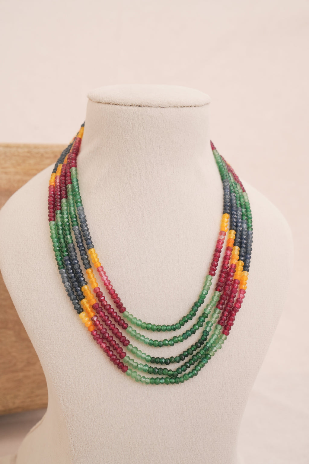 Multi coloured Stone Multi Strand Layered Necklace