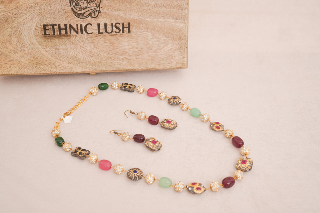 Regal Multi Gemstone Necklace Set