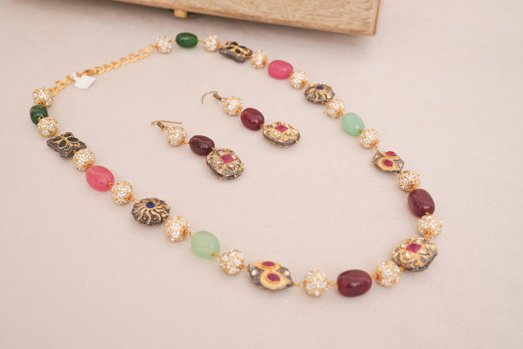 Regal Multi Gemstone Necklace Set