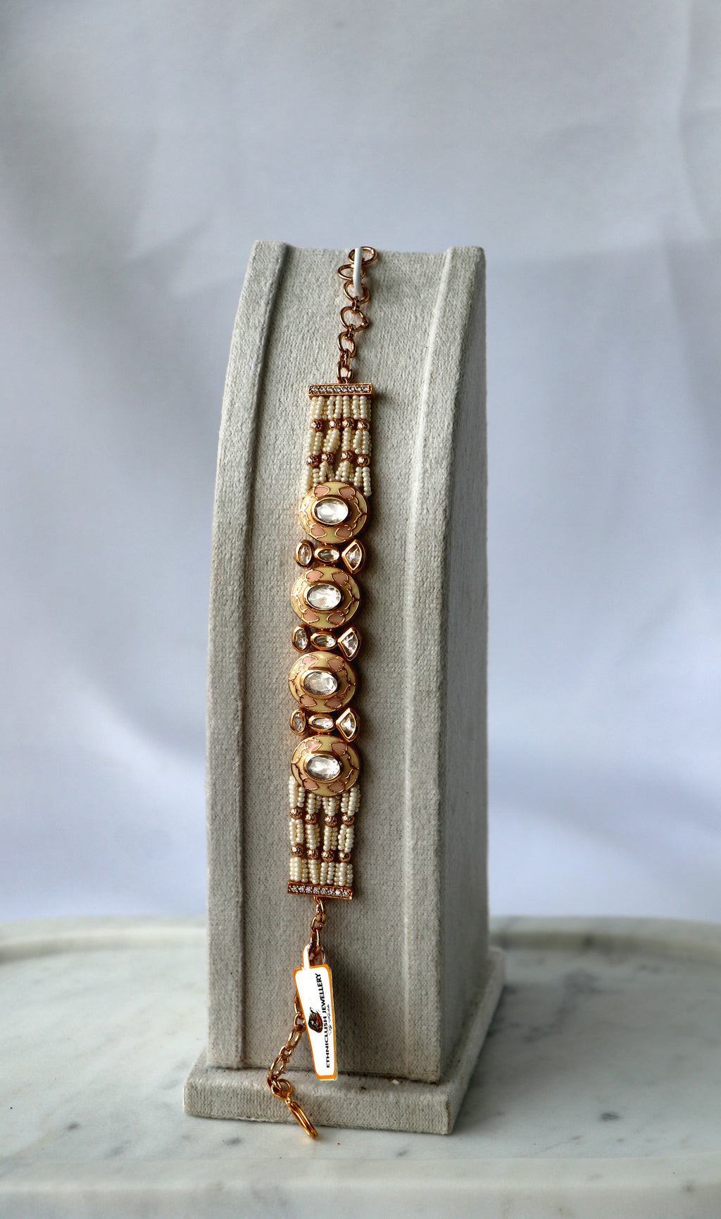 Royal Kundan & Pearl Lattice Bracelet