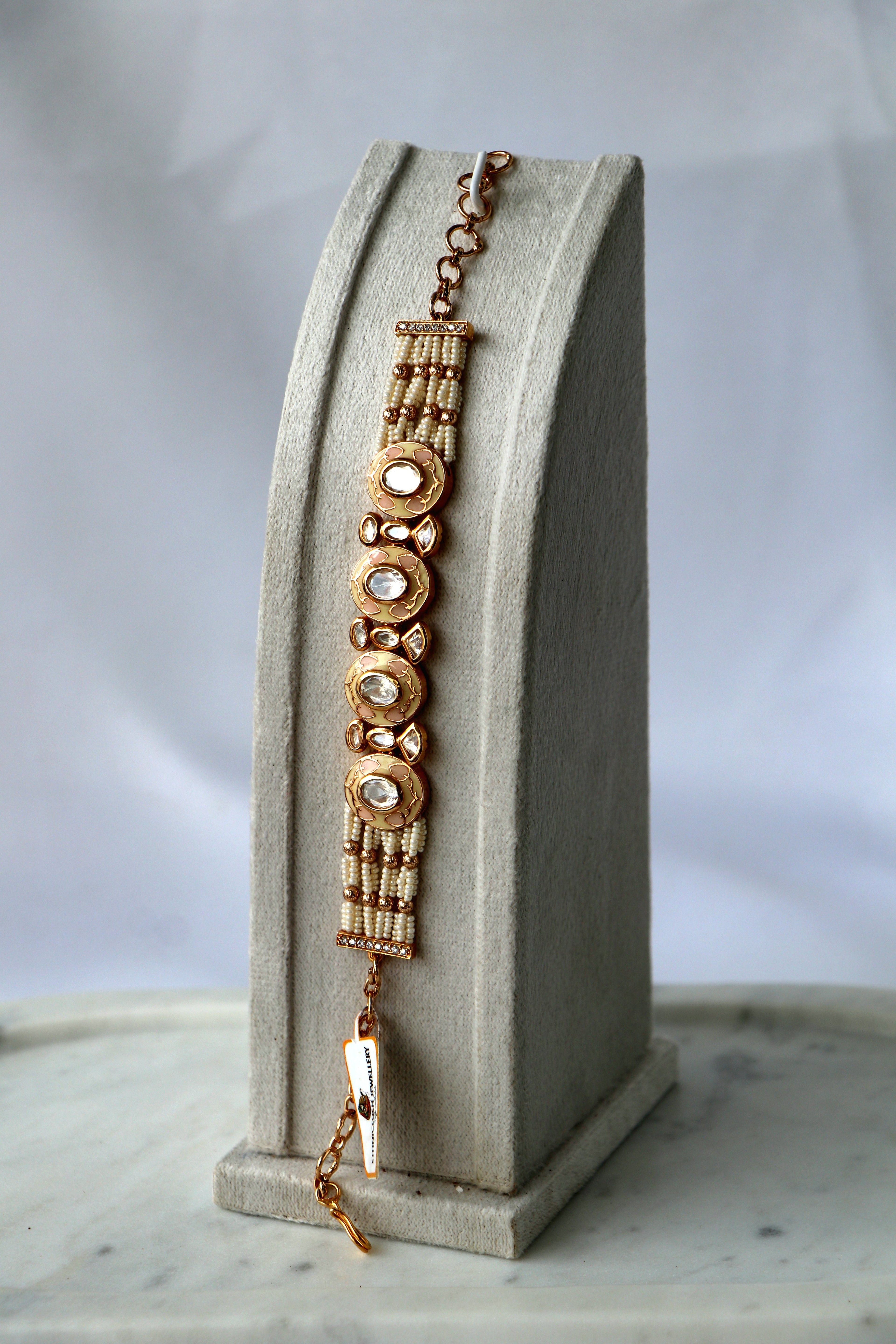 Royal Kundan & Pearl Lattice Bracelet