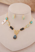 Regal Natural Raw Gemstone Collar Necklace Set