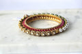 Regal Ruby Green Kundan Pearl Statement Bangle