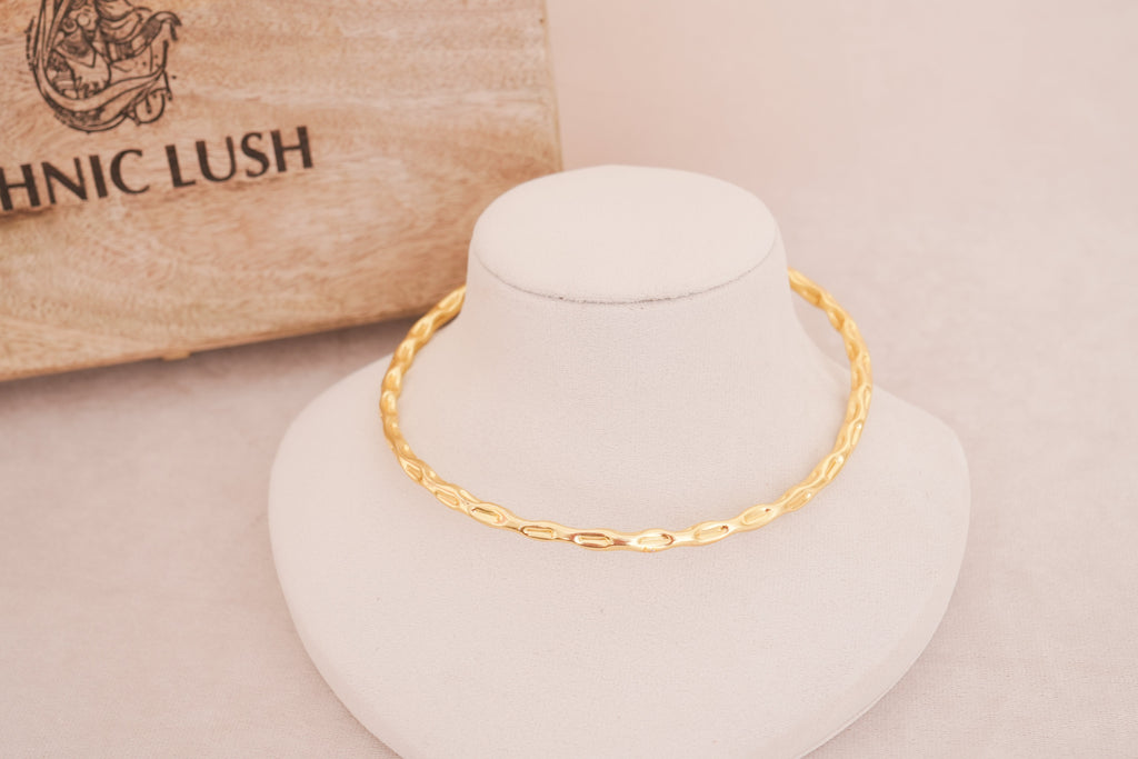 River Current Textured Gold Polish Hasli Necklace
