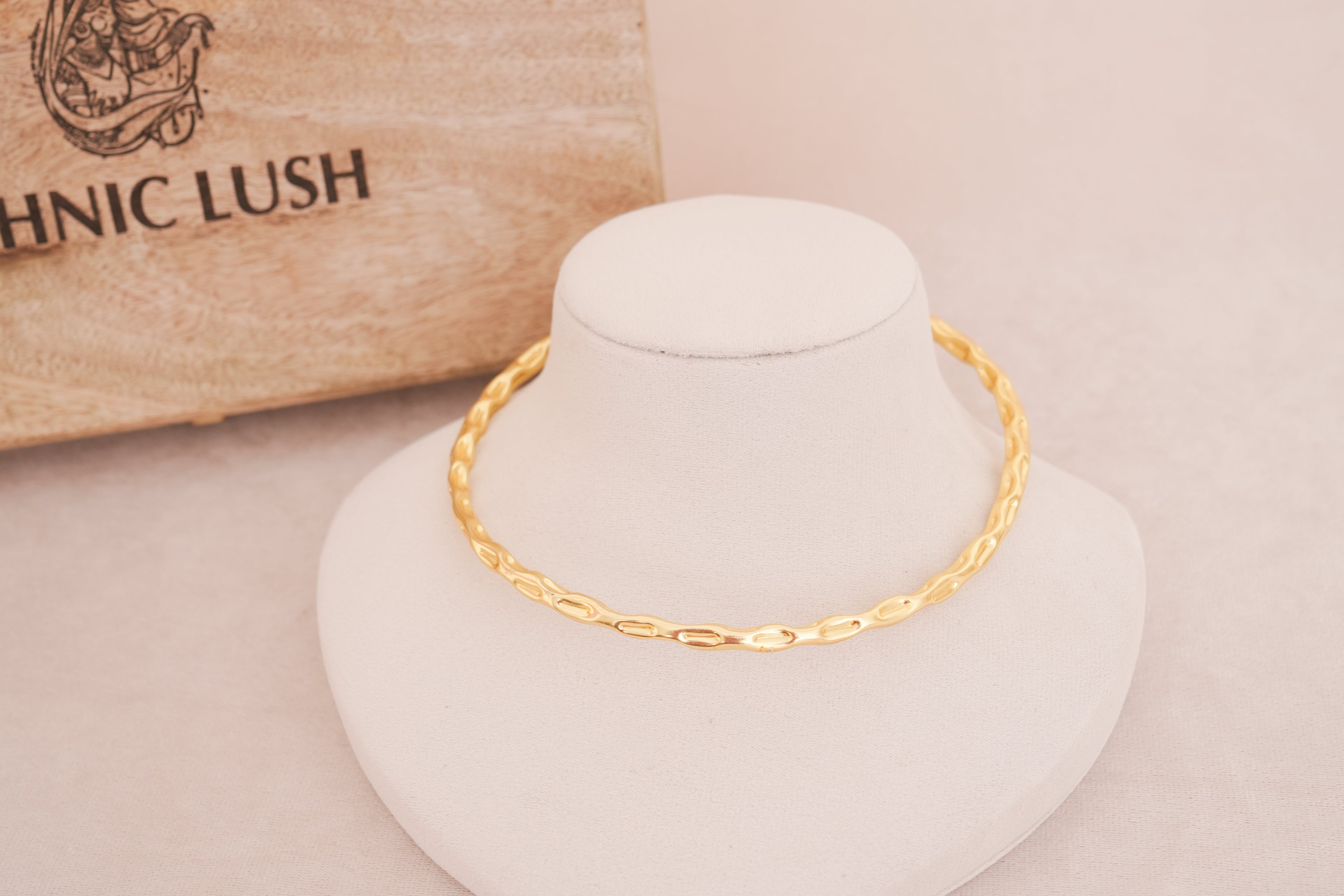 River Current Textured Gold Polish Hasli Necklace