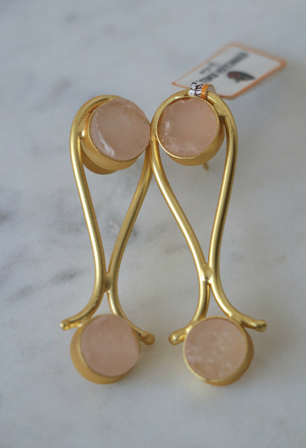 Rose Quartz Blossom Branch Earrings