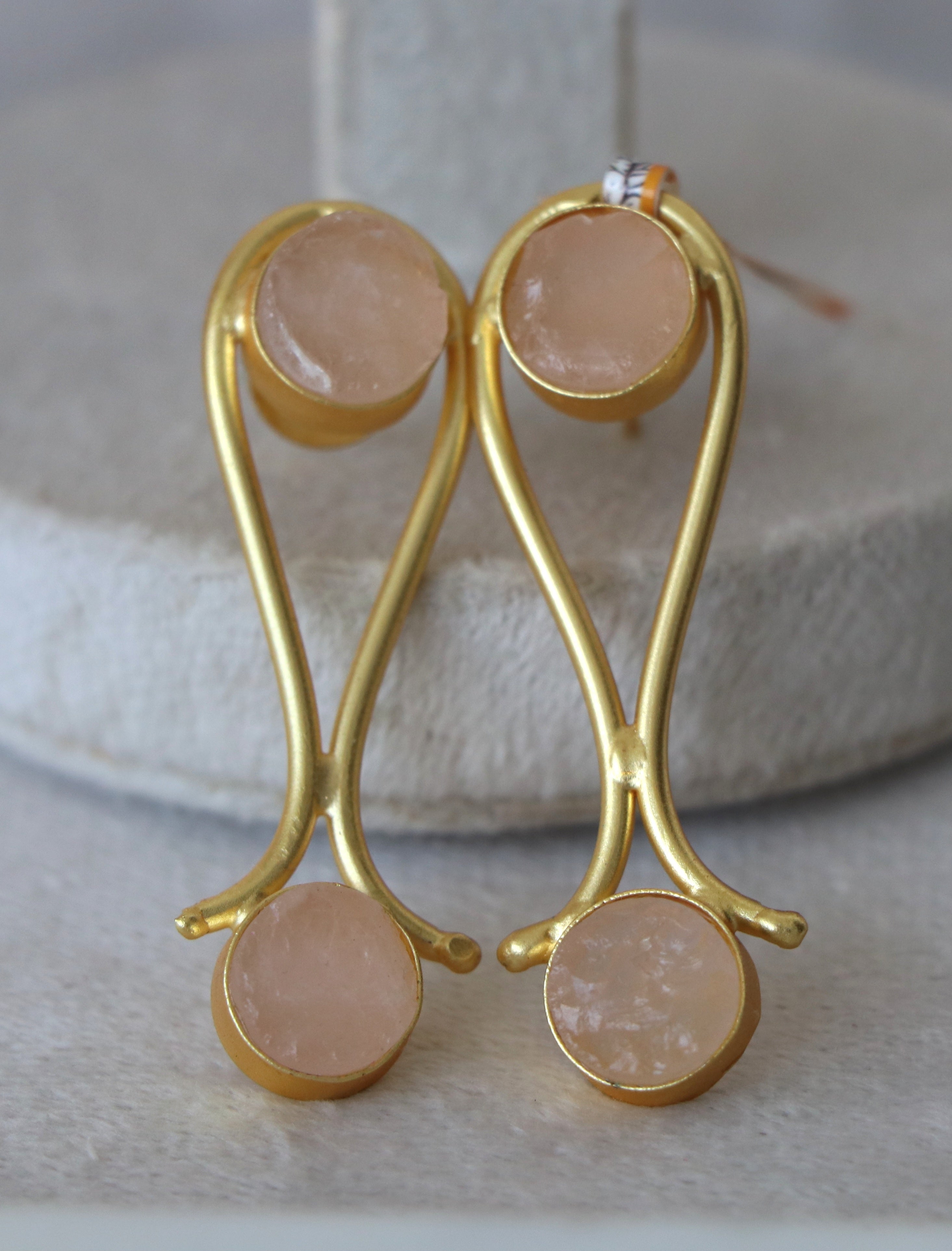 Rose Quartz Blossom Branch Earrings